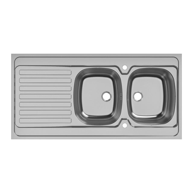 Evier à poser 2 bacs avec égouttoir, Inox, KAMA Gris