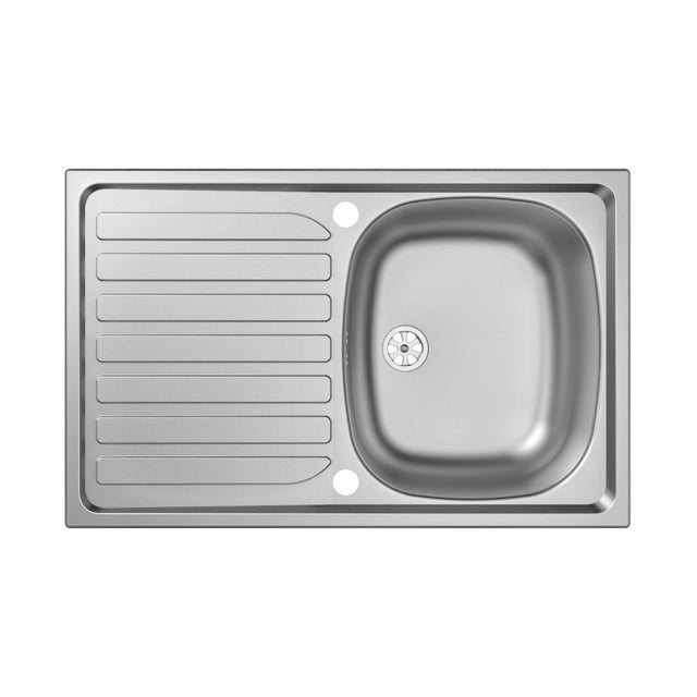 Evier à encastrer 1 bac avec égouttoir, Inox COMO Gris