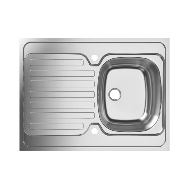 Evier à poser 1 bac avec égouttoir, Inox, KAMA Gris