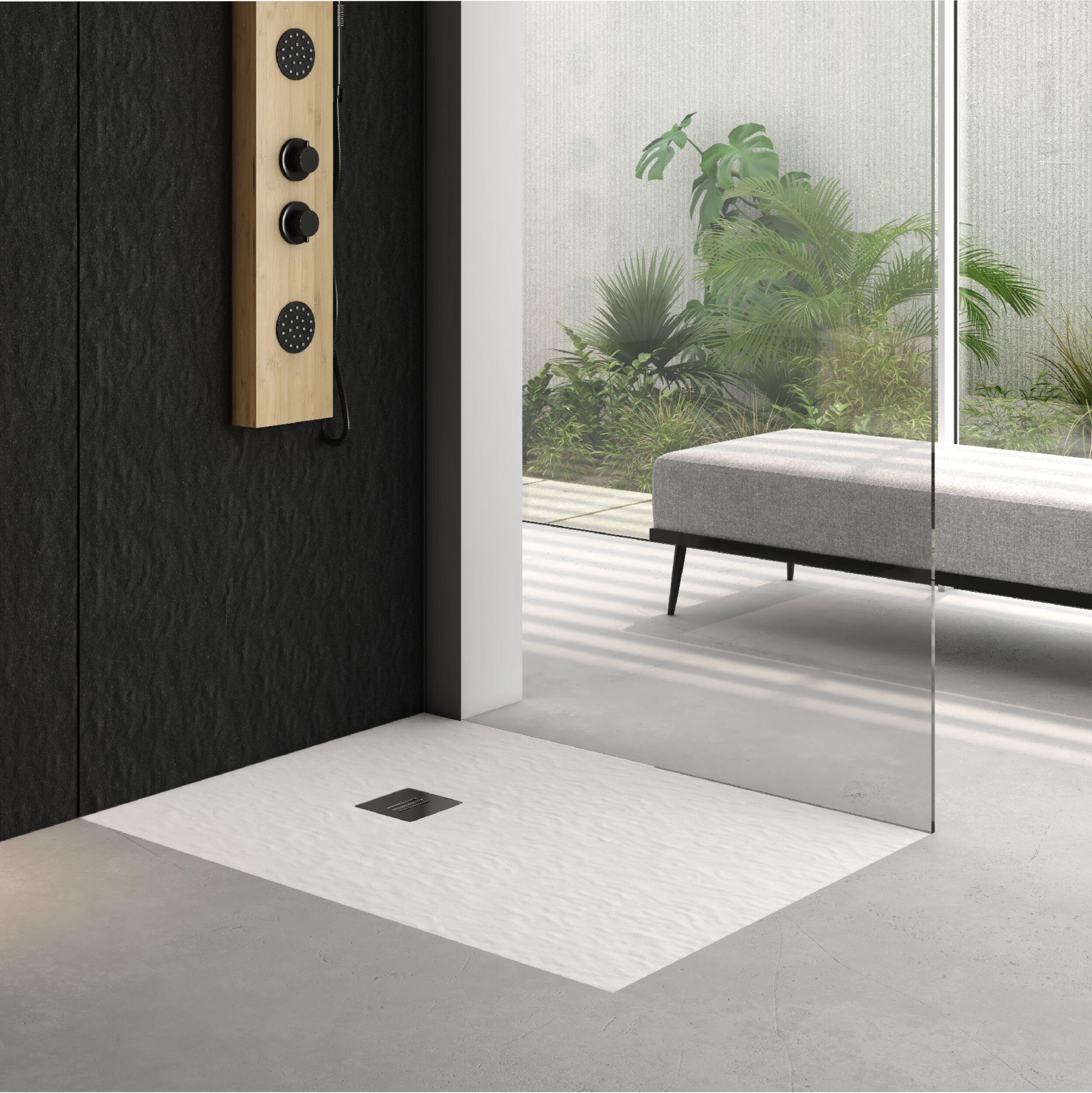 Brodzik prostokątny Schedpol Balans 80 × 100 x 3,5 cm biały kamień - 3
