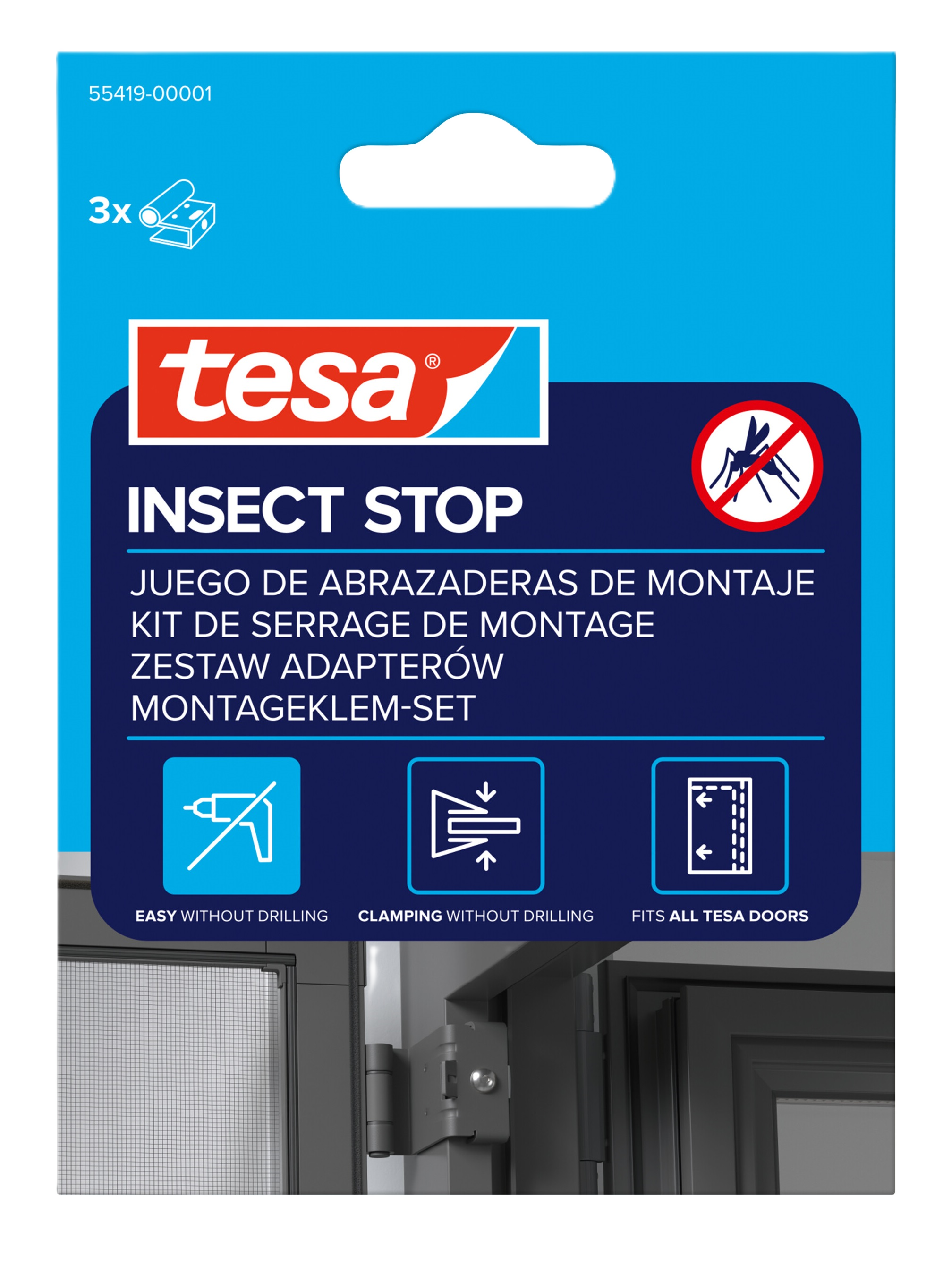 Adapter do moskitiery do drzwi teleskopowej czarny Tesa