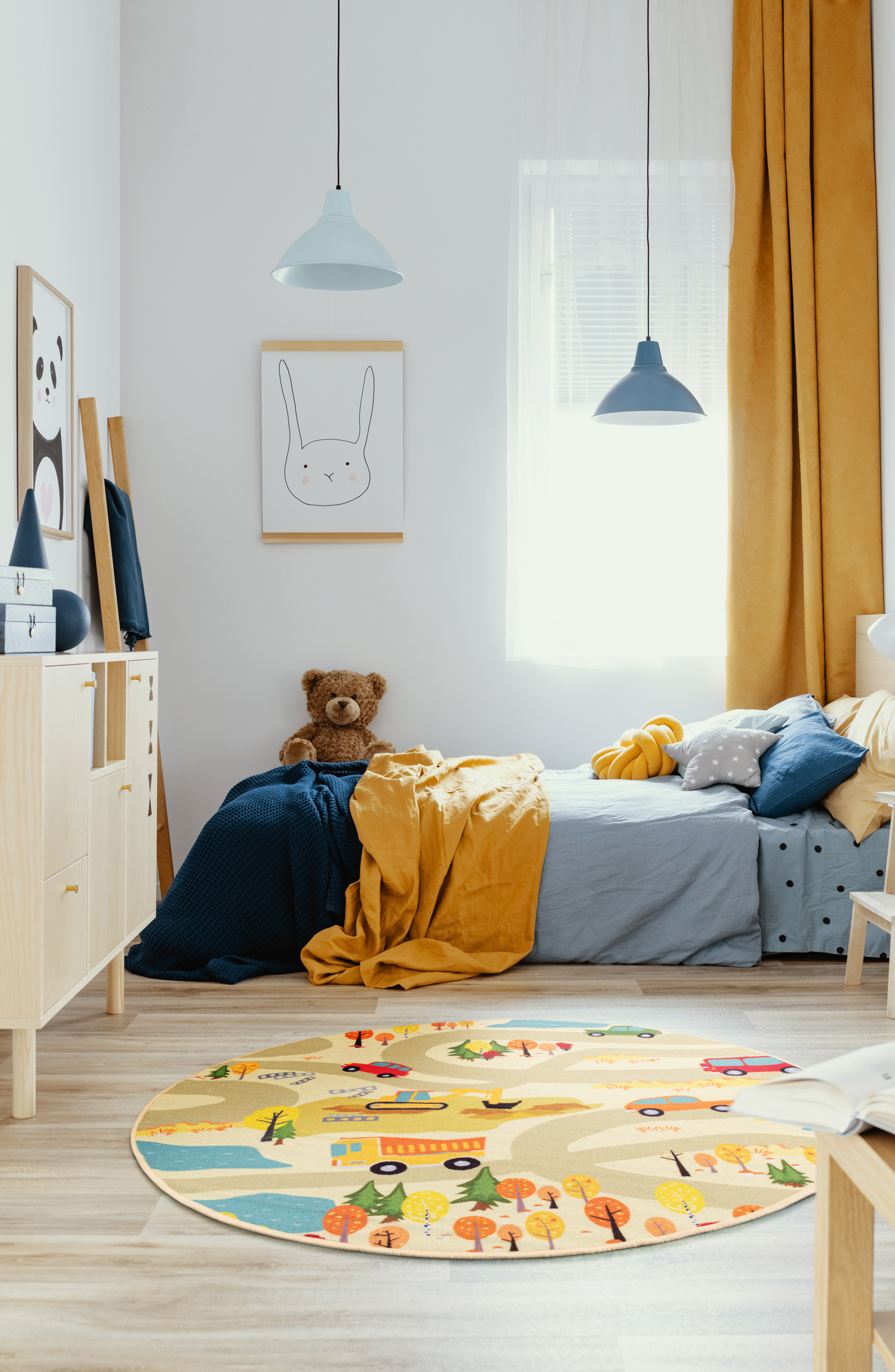 Dywan dziecięcy okrągły Stella Ulice beżowy śr. 120 cm - 2