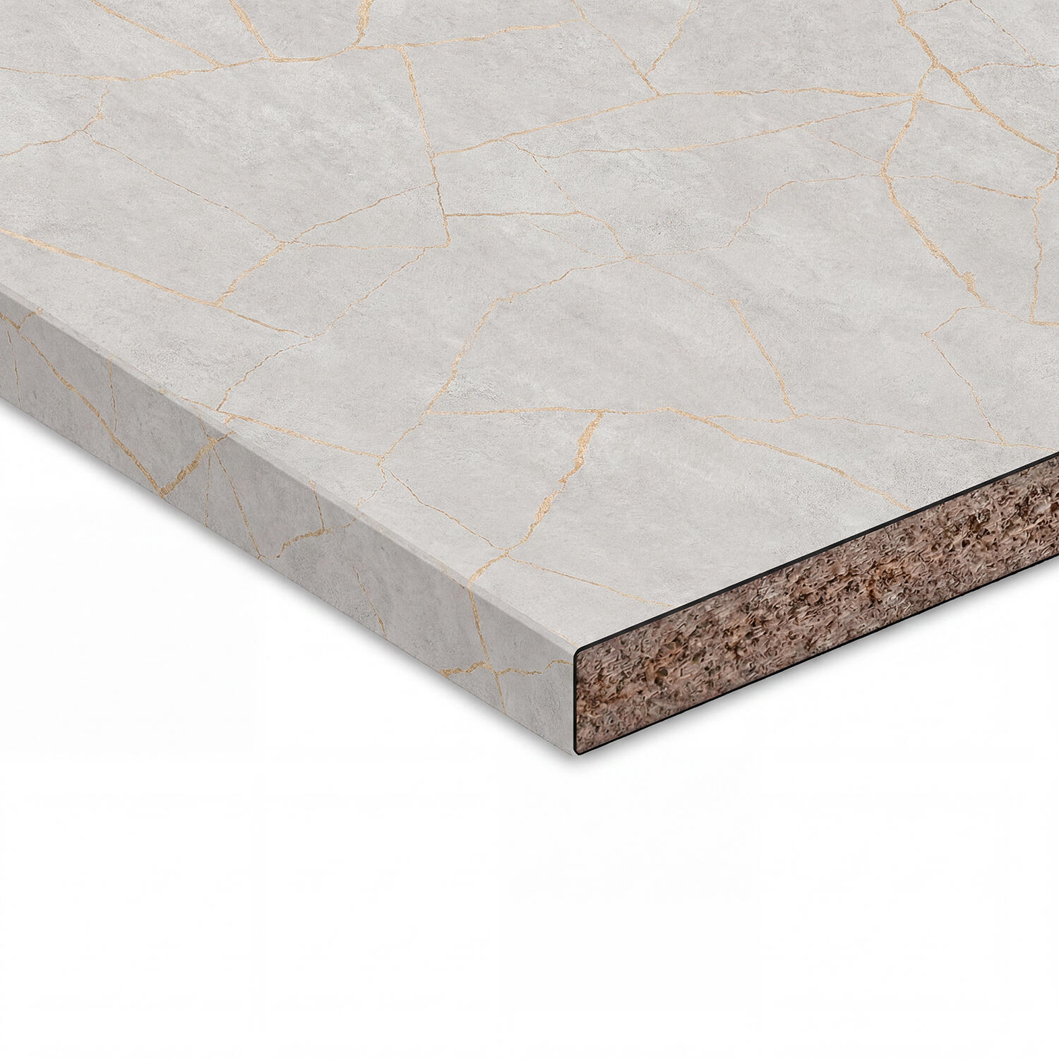 Encimera de cocina laminada hidrófuga hudson porcelain gold mate 360x62 cm espesor 38mm