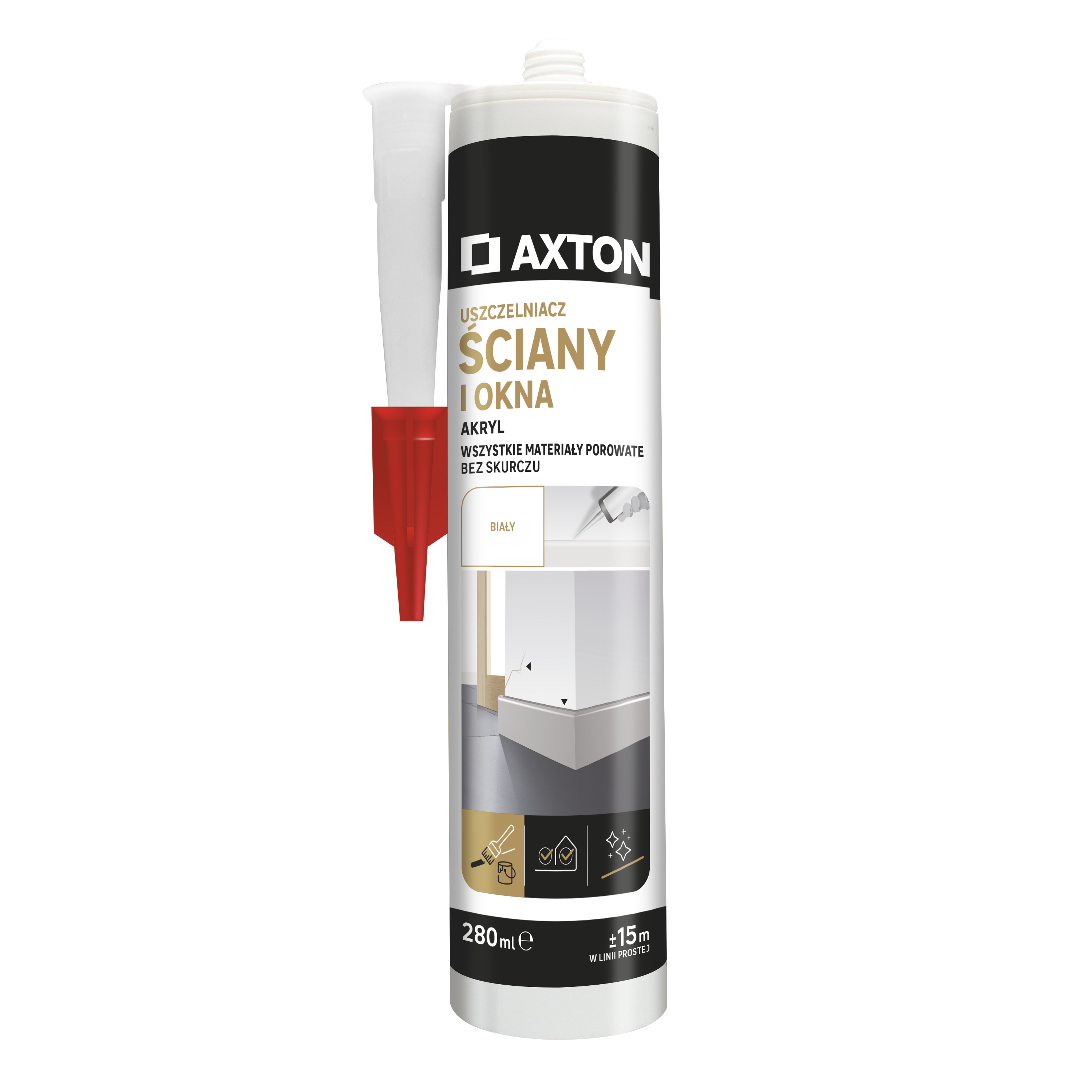 Uszczelniacz akryl ŚCIANY I OKNA 280 ml biały AXTON - Leroy Merlin
