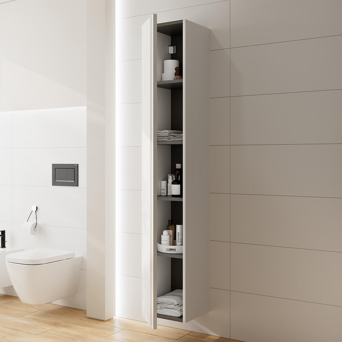 Colonna per mobile bagno Pull 1 anta P 30 x L 30 x H 180 cm bianco opaco laccato MDF - 4
