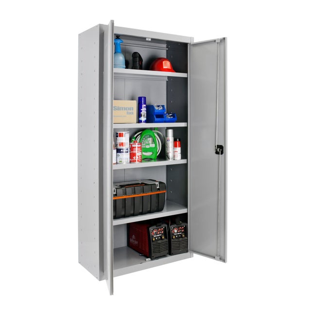 Armario alto baldas de acero 80x180x40 cm desmontado color gris 2 puertas