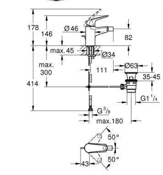 GRIFO DE BAÑERA MONOMANDO EUROECO ALANIS GROHE - 3