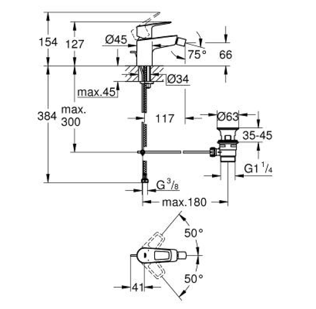 GRIFO DE BIDET MONOMANDO START LOOP - 3
