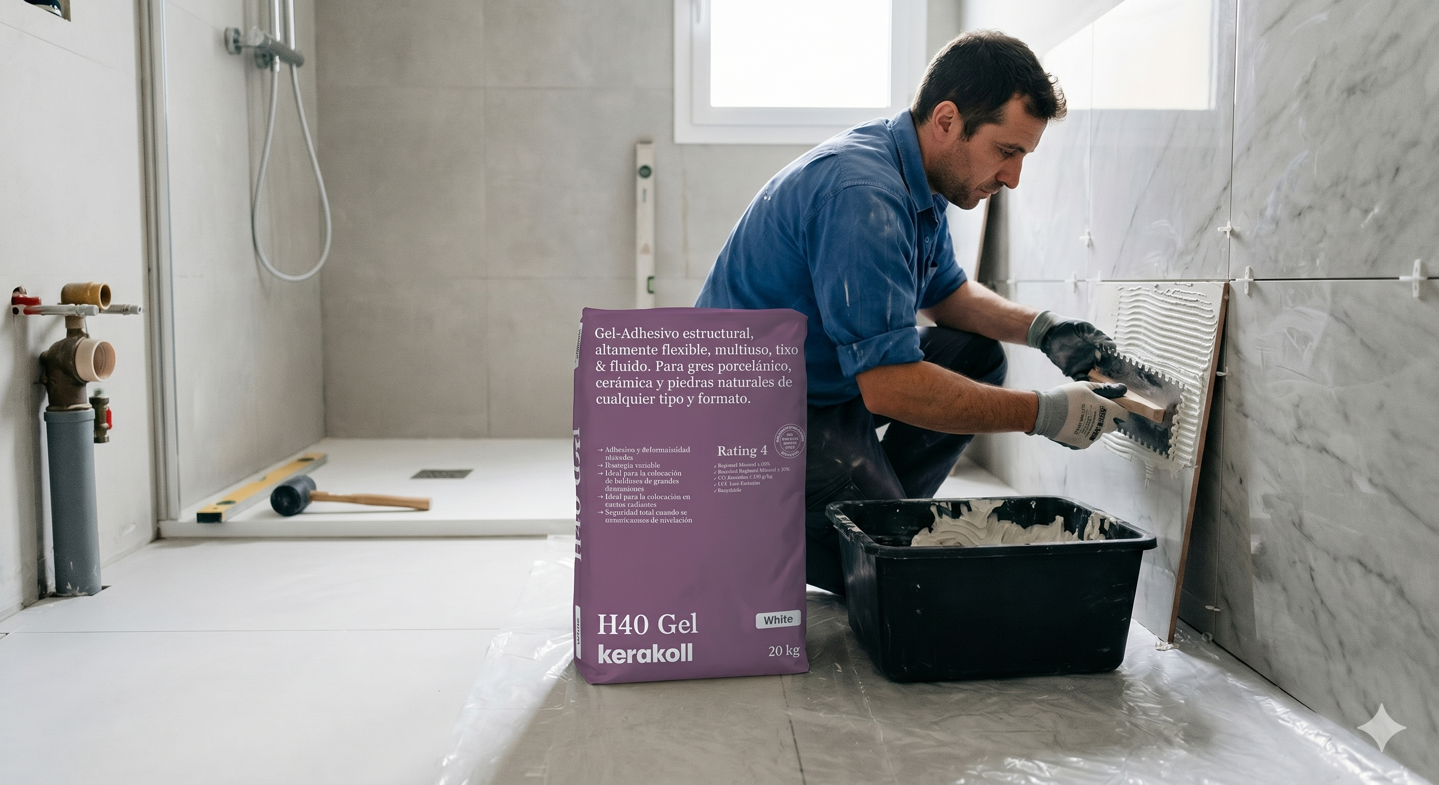 Mortero cola Flex H40 gel blanco KERAKOLL de 20kg - 2