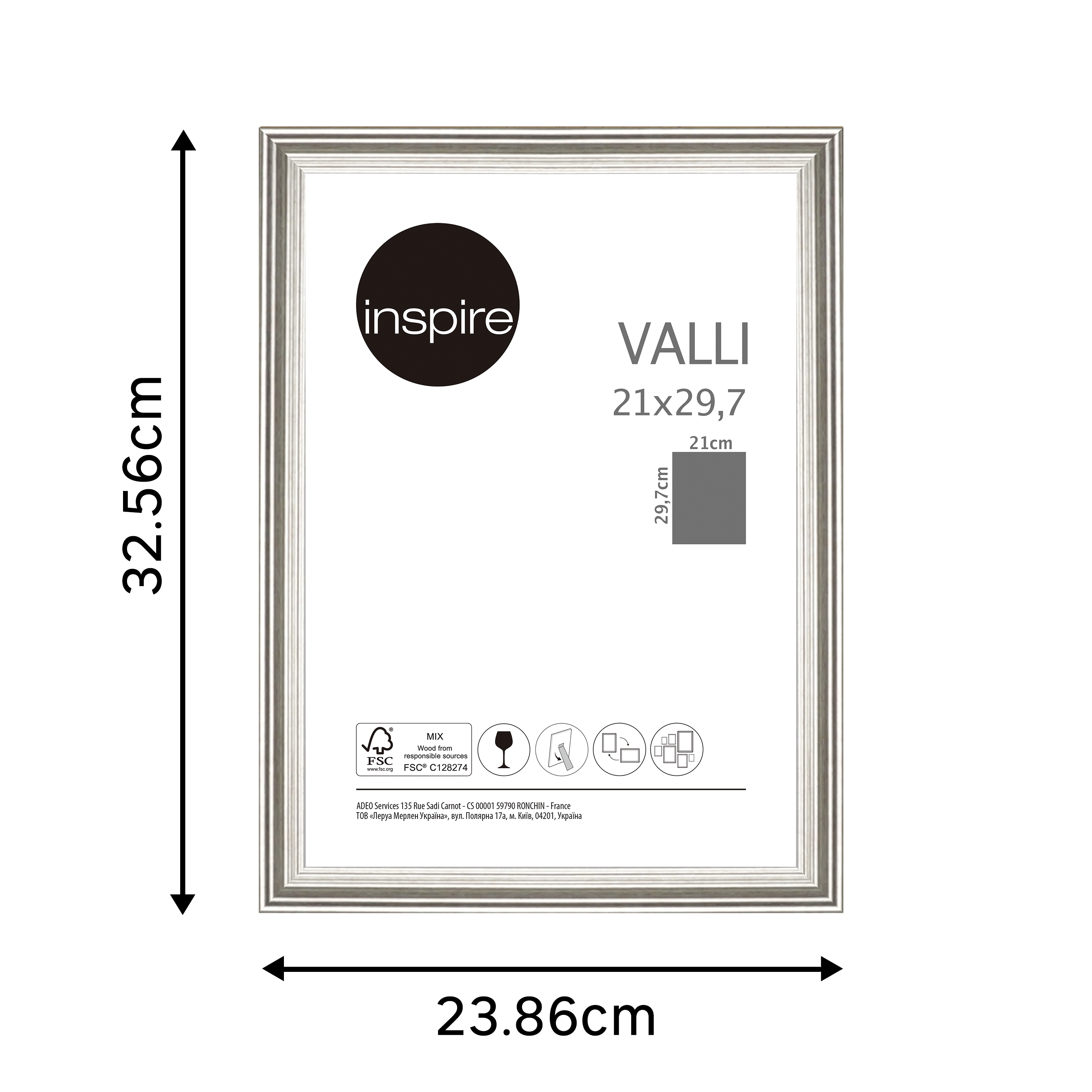 Moldura VALLI PRATA 21X29.7CM - 6
