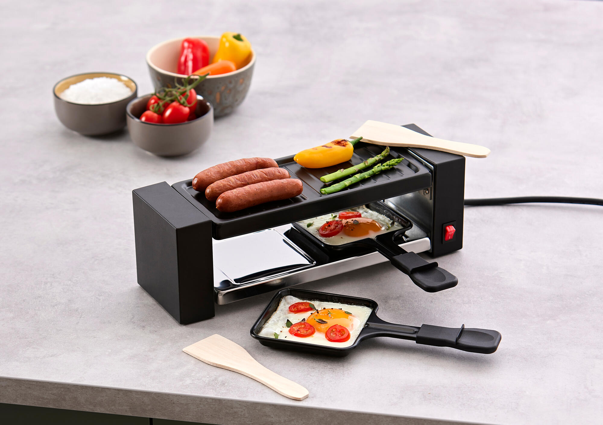raclette para 2 personas de 400 w de potencia