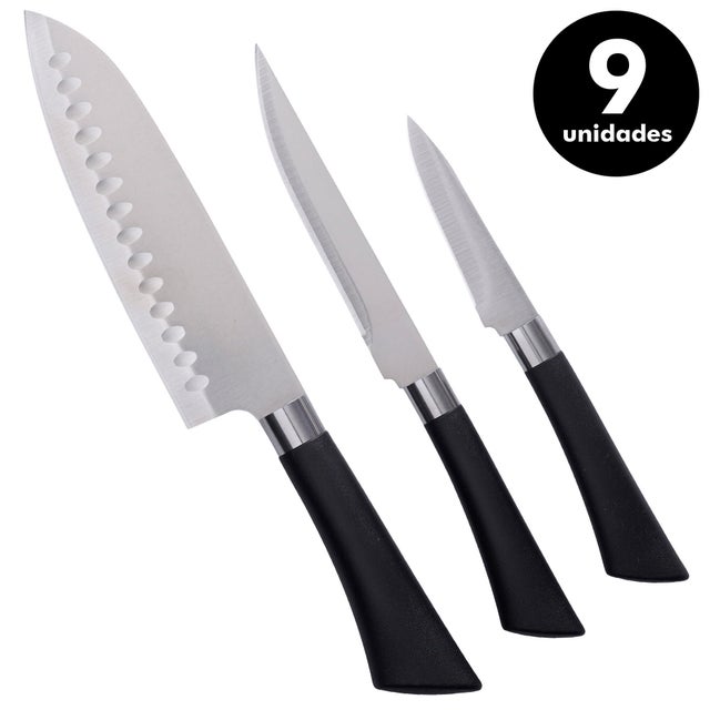 Pack de 3 juegos de cuchillos esenciales de acero inoxidable