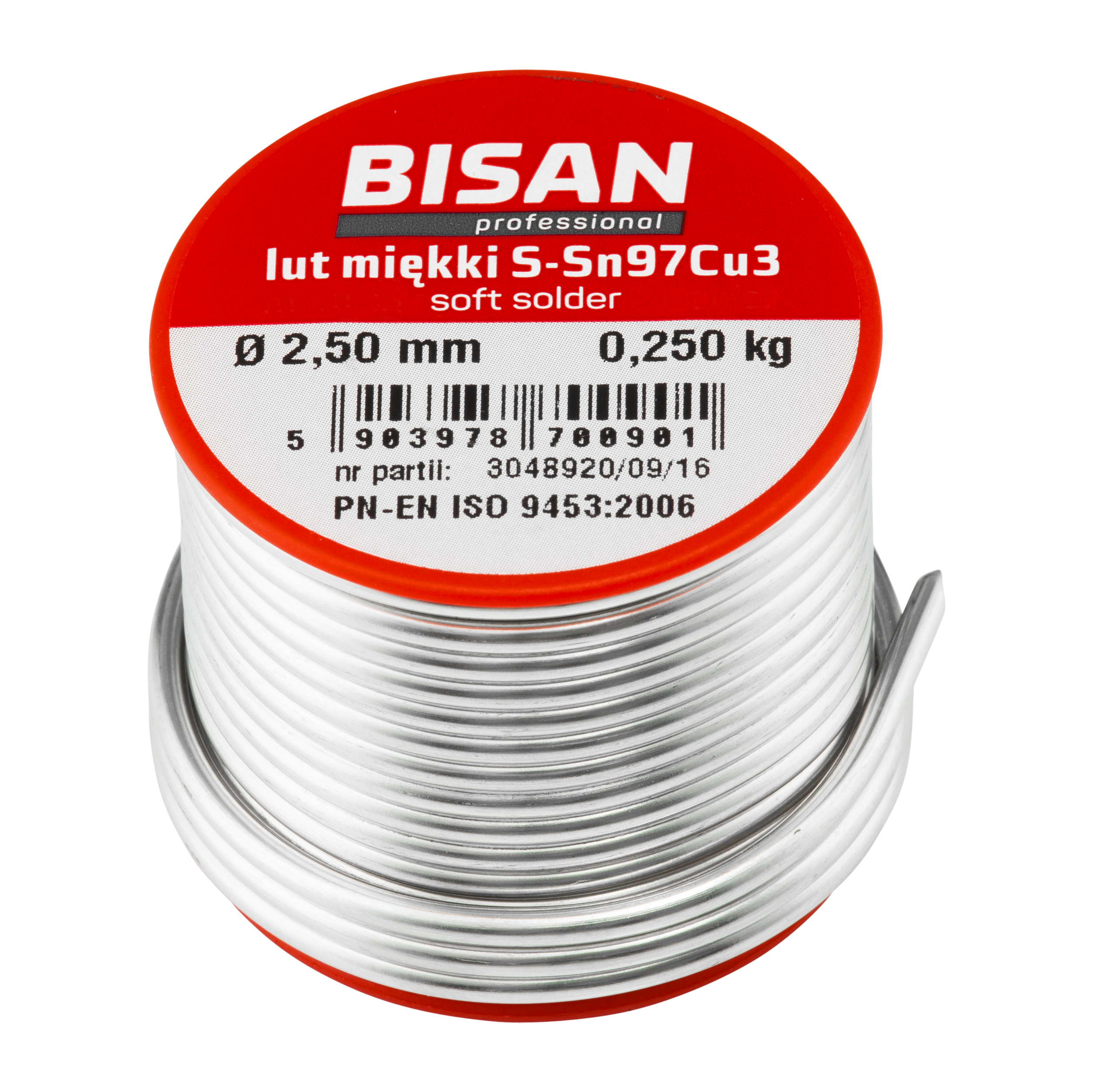 Rolka drutu lutowniczego 2.5 mm 250 g BISAN