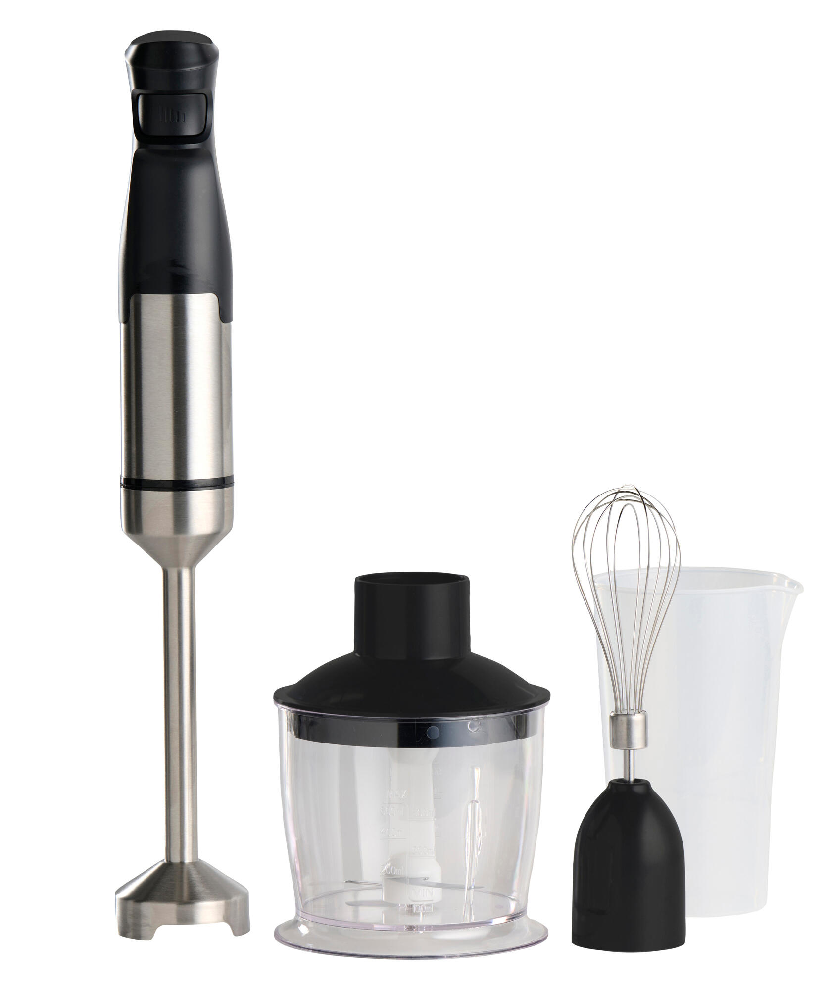 batidora de mano de 1200 w de potencia con picador baridor y taza