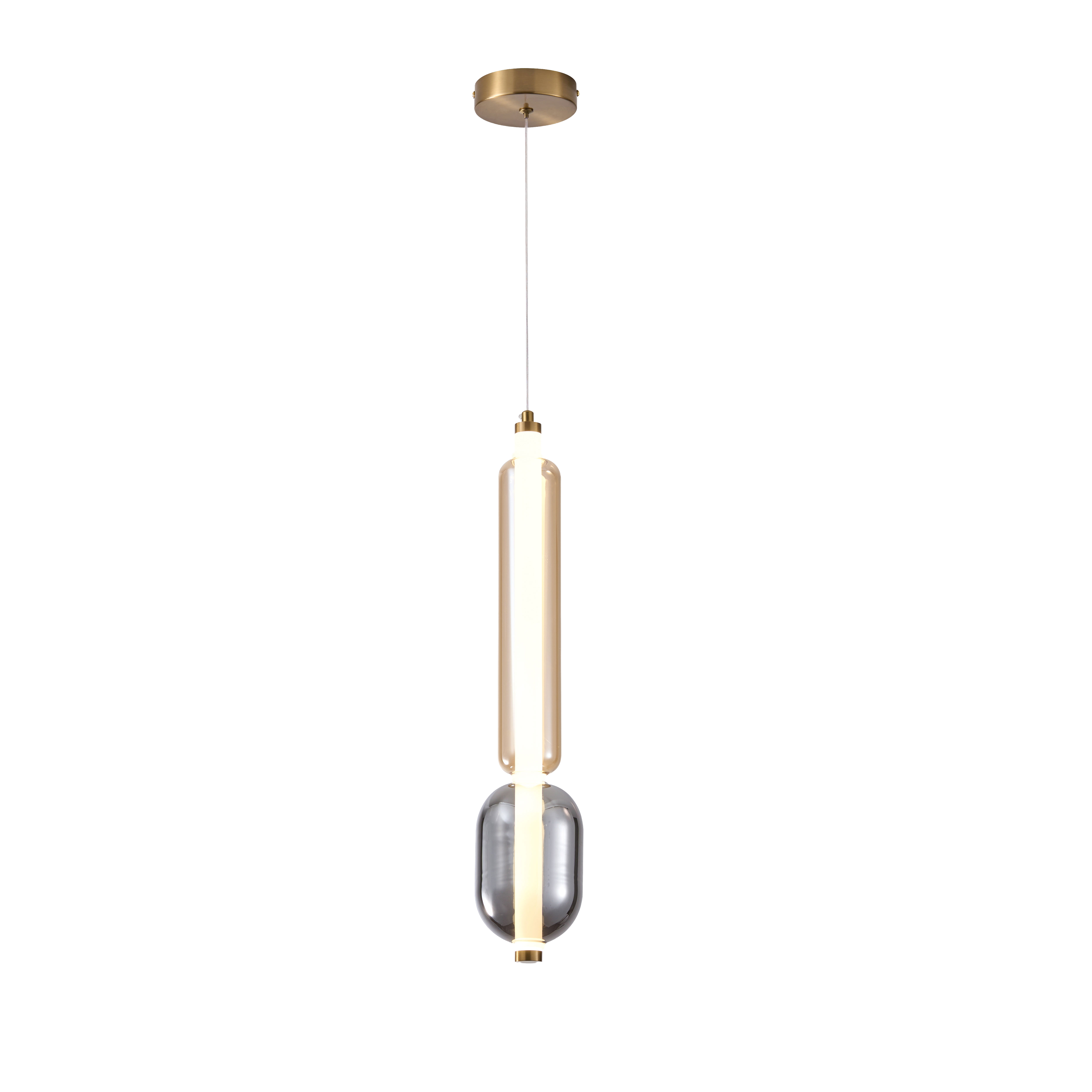 Lampa wisząca Kelly LED 600 lm 8W barwa ciepła złota klosz dymiony Candellux