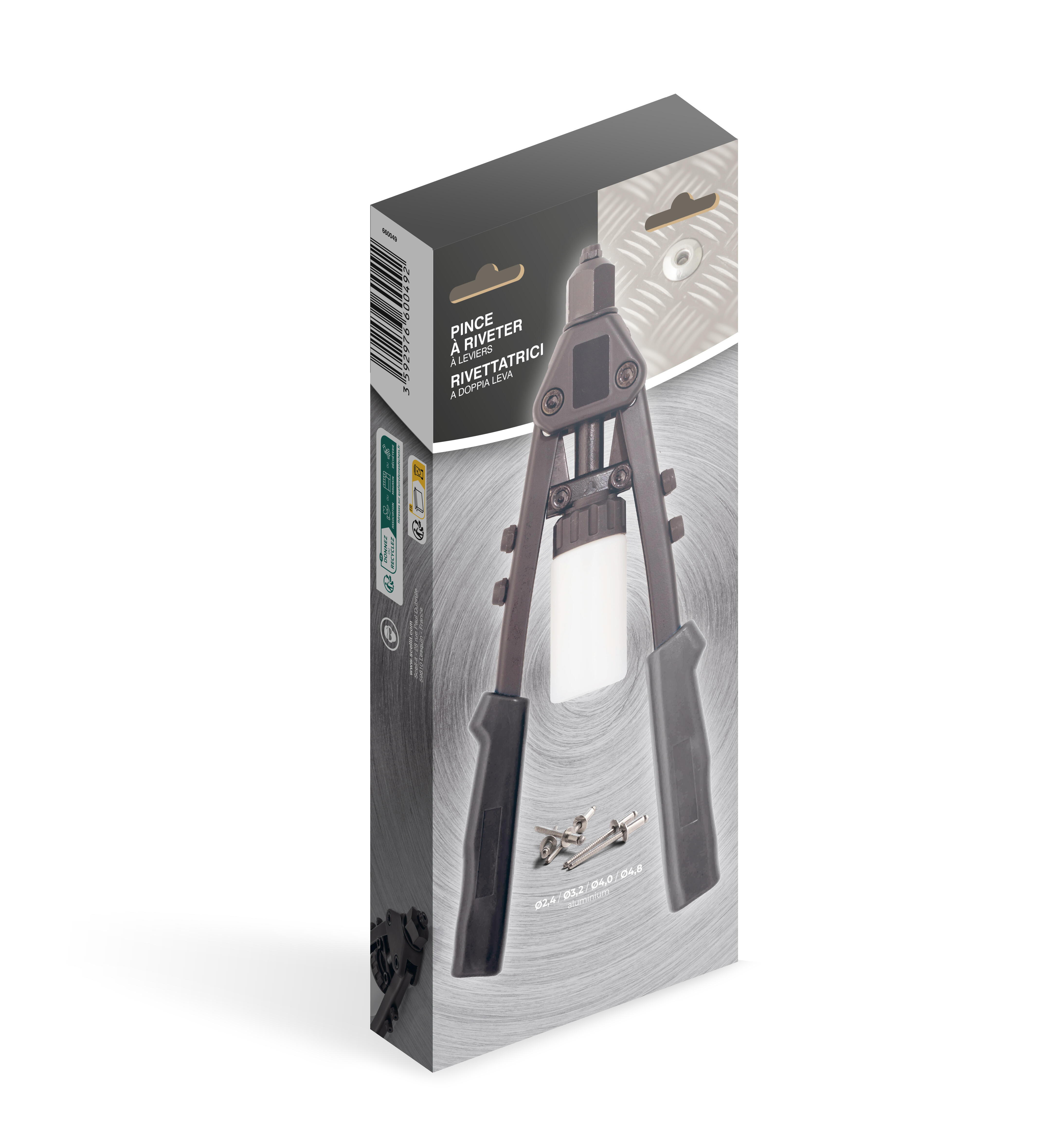 Pinza rivettatrice e occhiellatrice SCELL-IT 3 testine rivetto normale - 2