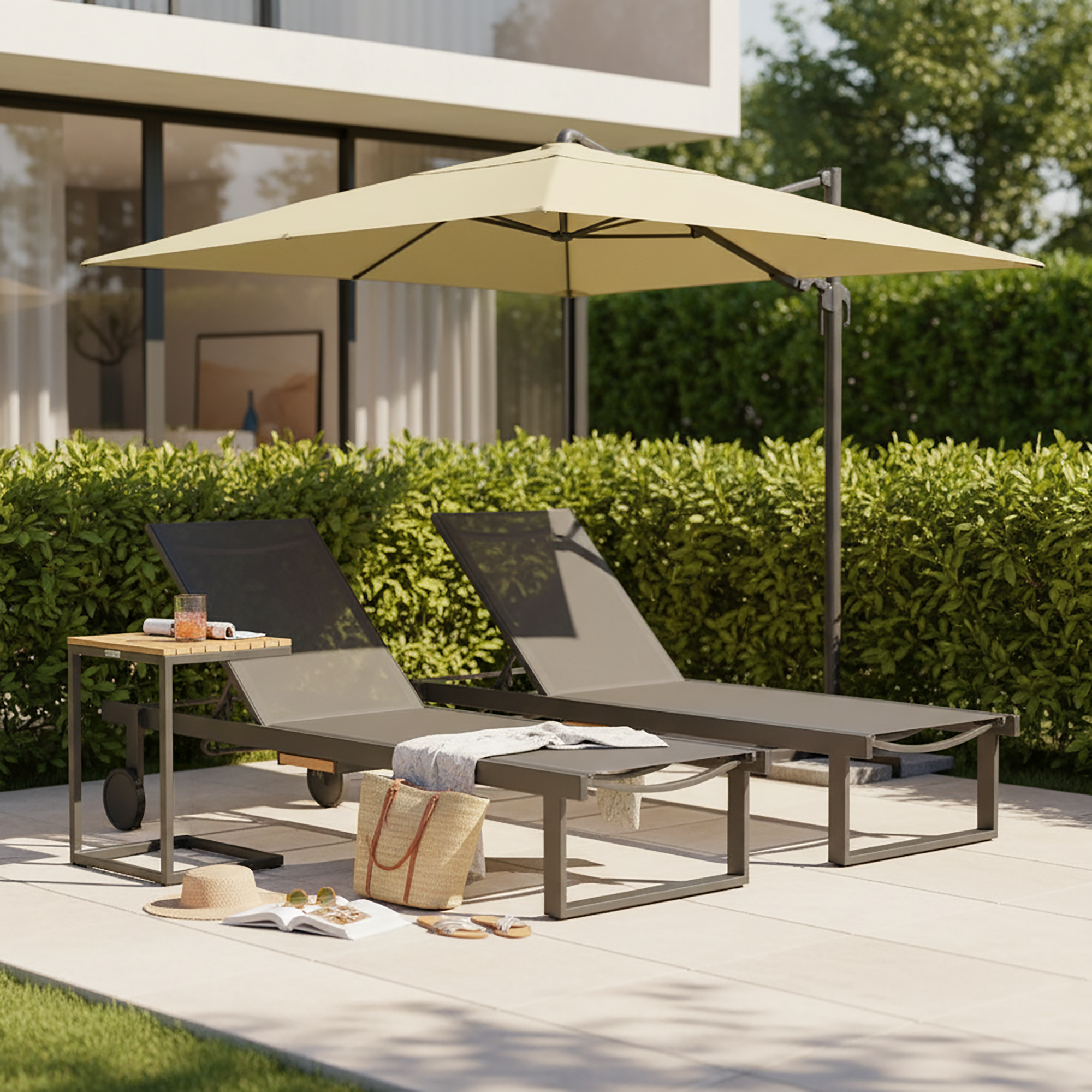Relax y descanso en una tumbona de jardin