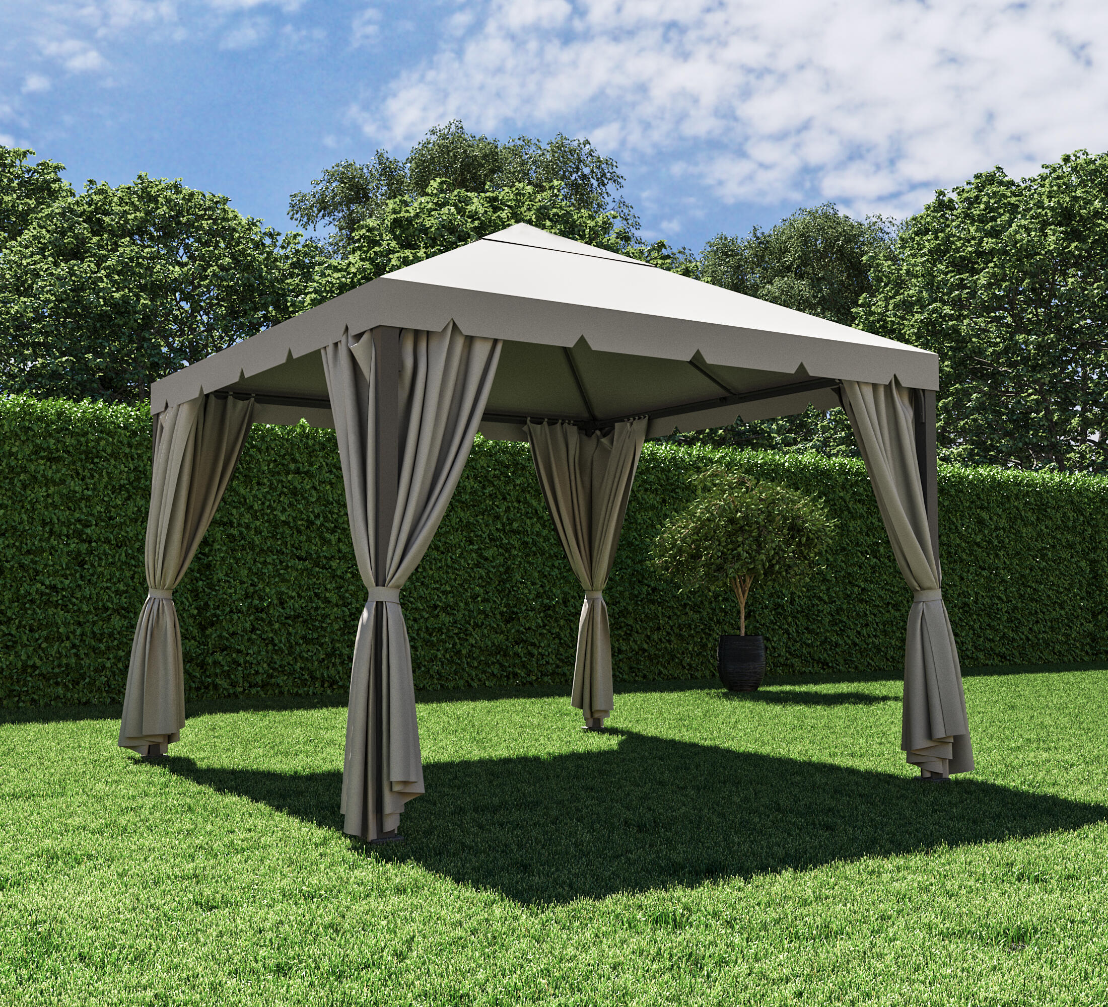 Pérgola de acero naterial ysis de 300x300 cm