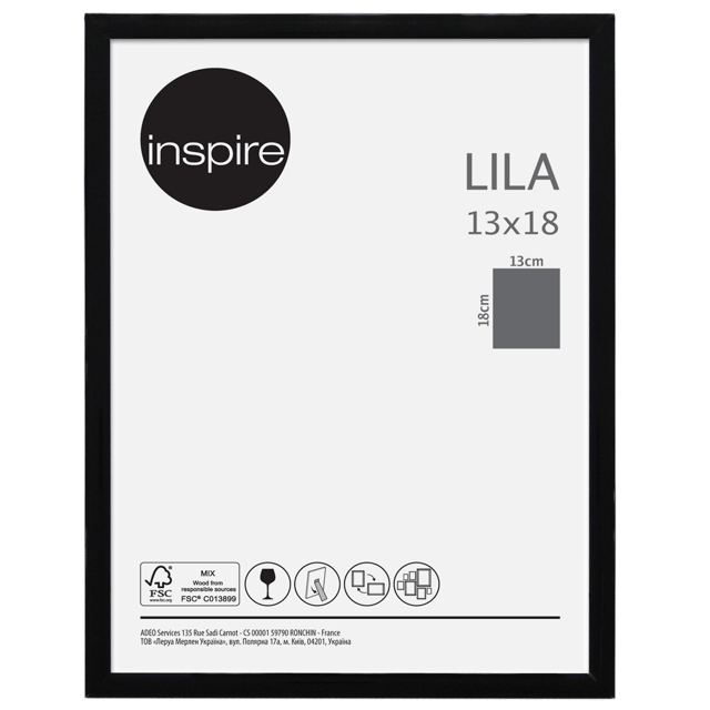 Cadre Lila, H.18 x l.13 cm noir, INSPIRE