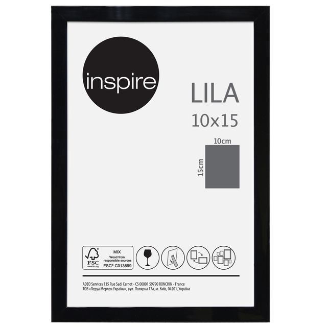 Cadre Lila, H.15 x l.10 cm noir, INSPIRE
