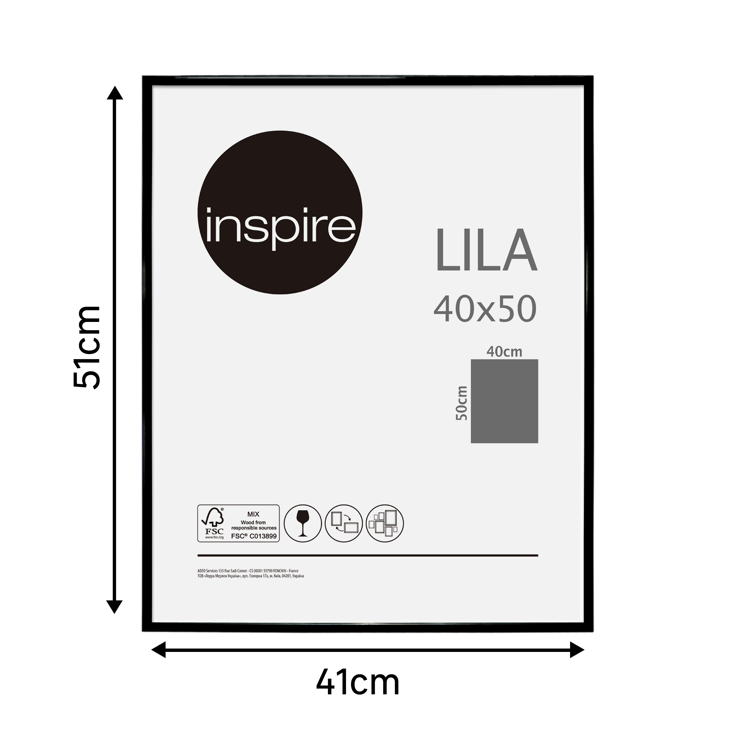Moldura Lila 40 x 50 cm pvc preto Inspire - 7