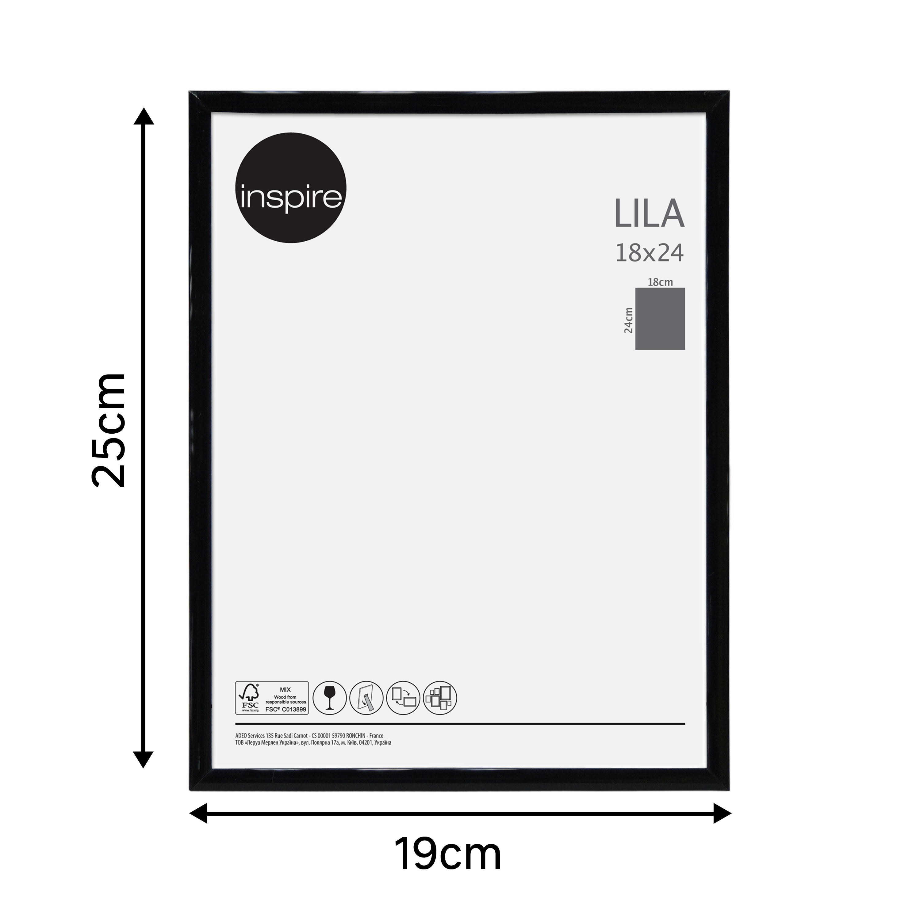 Moldura Lila 18 x 24 cm pvc preto Inspire - 7