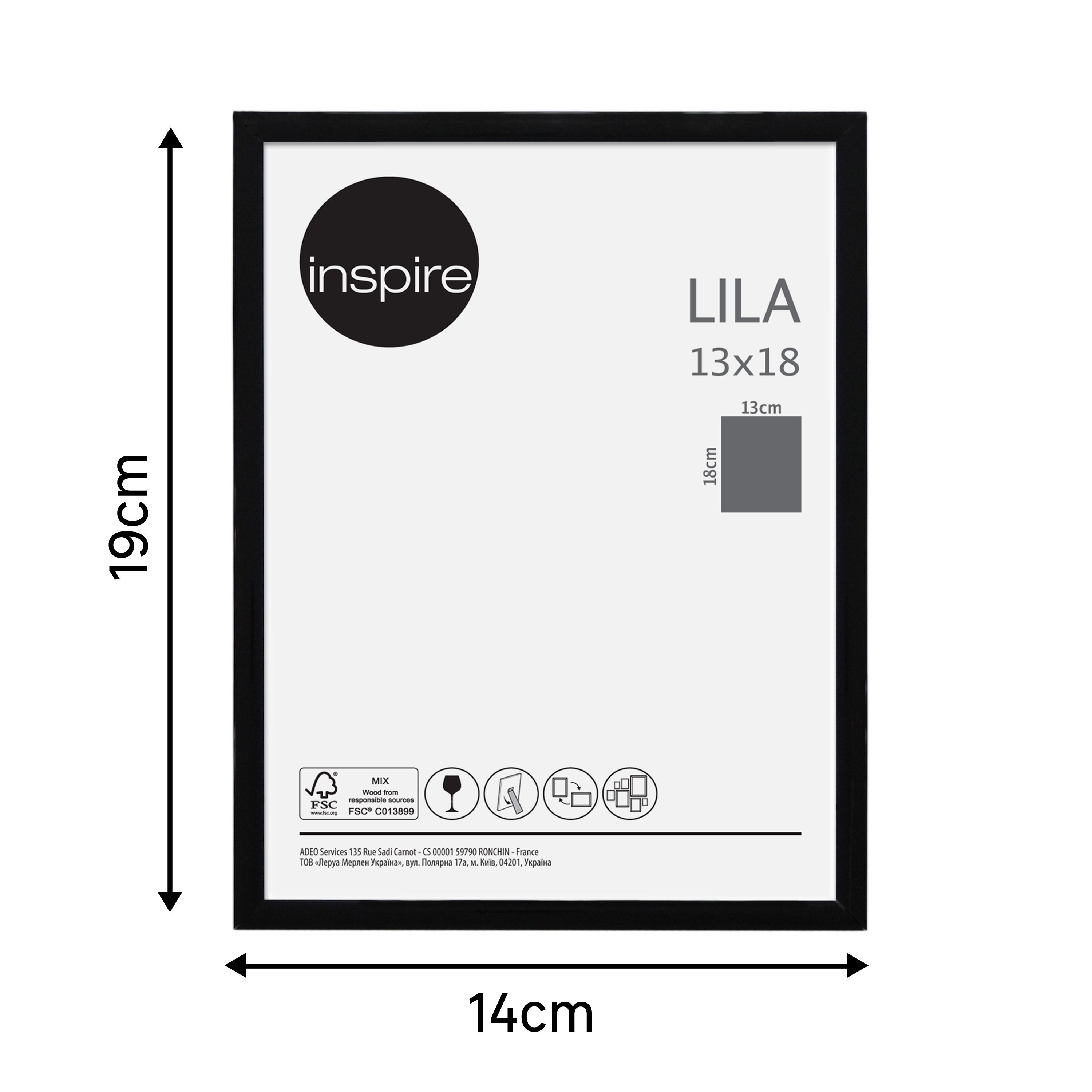 Cadre Lila, H.18 x l.13 cm noir, INSPIRE - 9