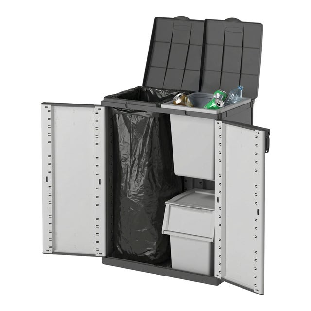Armadio per raccolta differenziata in polipropilene Wendy, H 88.7 x L 68 x P 39 cm, 2 ante