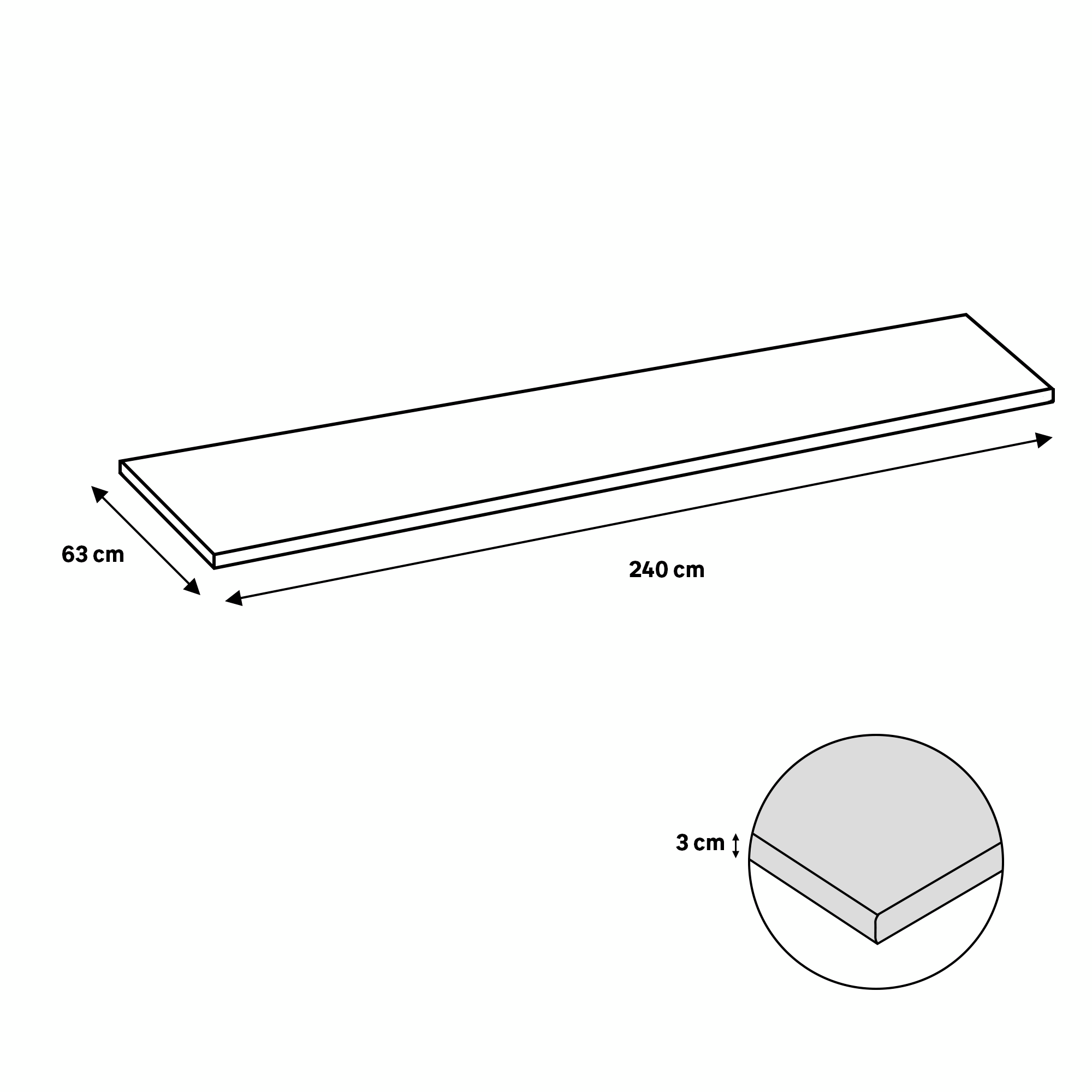 Tampo de bancada laminado efeito pedra granito cinza mate 240x63x3 cm Finsa Gala
 - 9