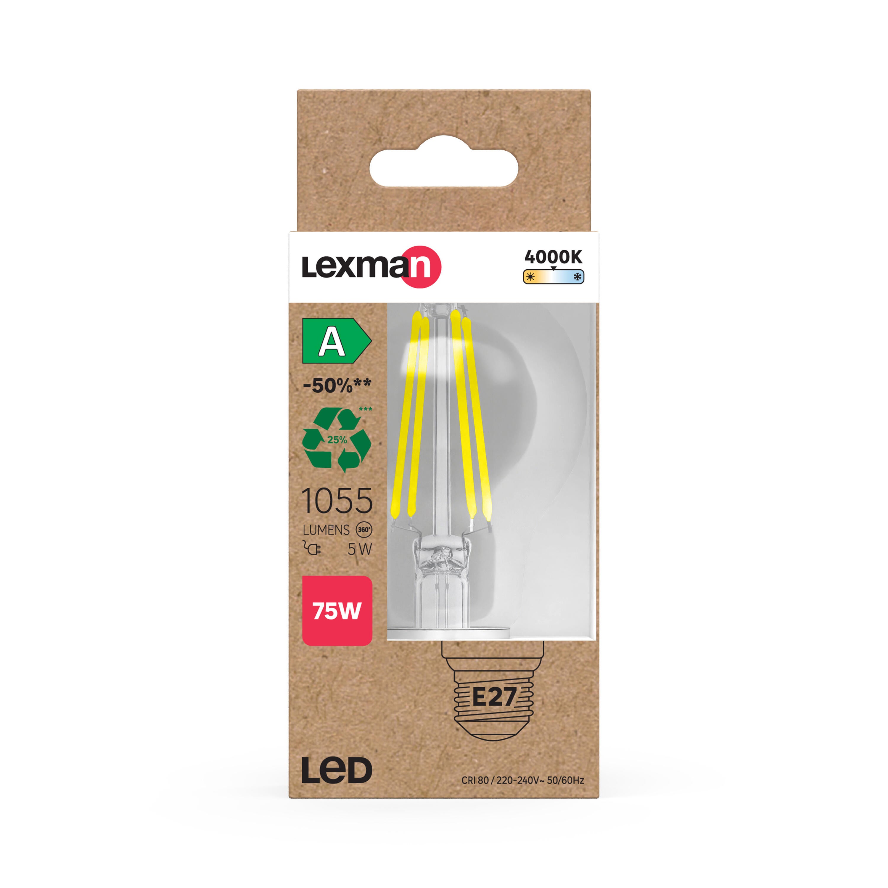 Żarówka LED E27 5 W = 75 W 1055 lm Neutralna biel Lexman klasa A - 4