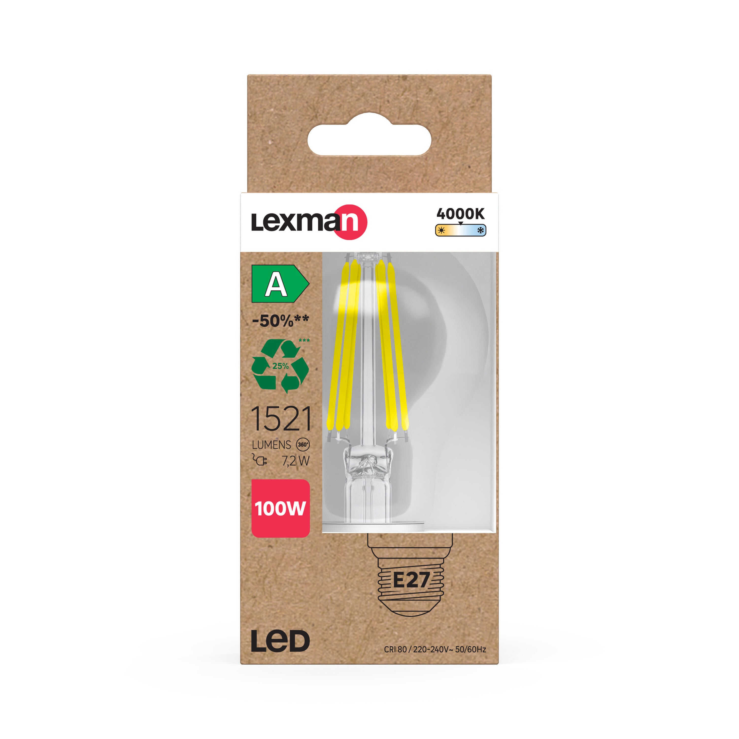 Żarówka LED E27 7.2 W 1521 lm Neutralna biel Lexman - 3