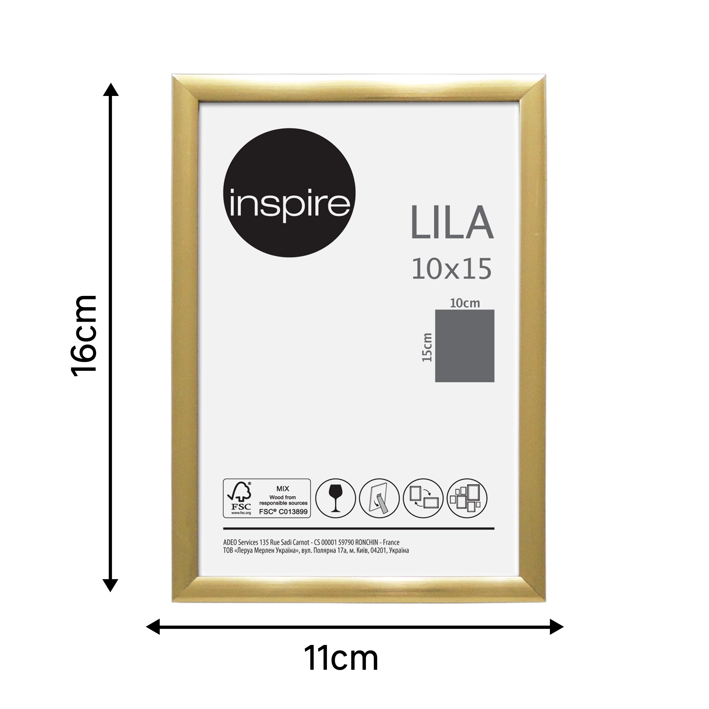 Cadre Lila, H.15 x l.10 cm doré, INSPIRE - 3