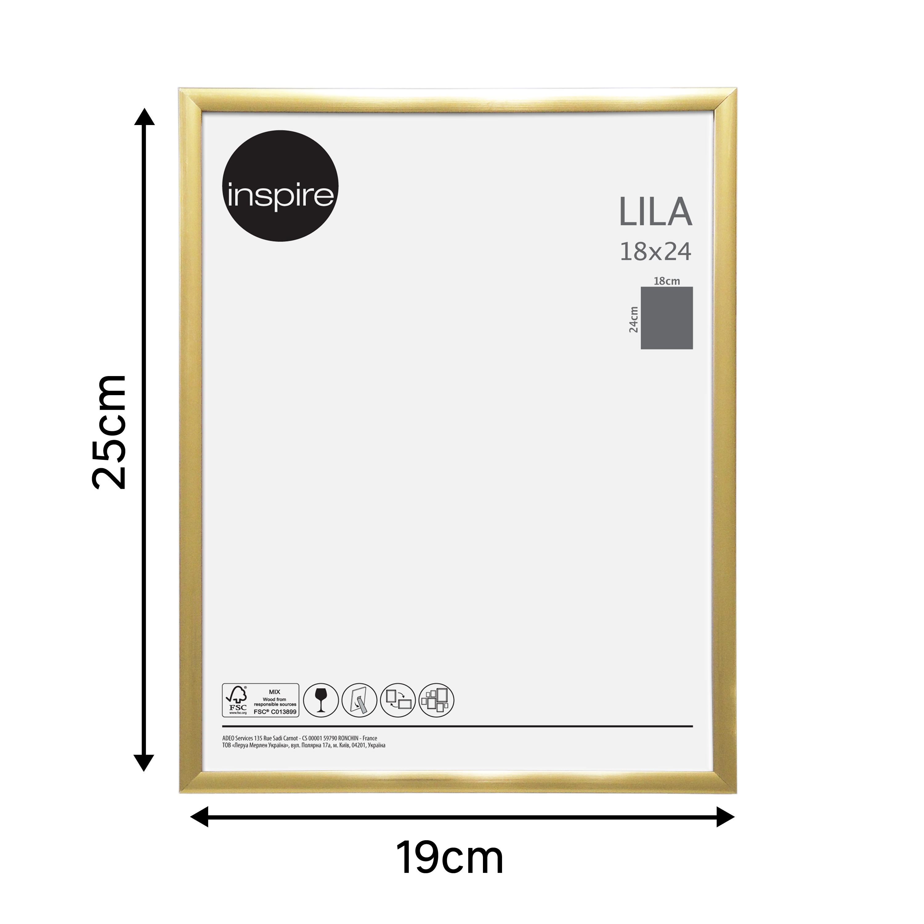 Cadre Lila, H.24 x l.18 cm doré, INSPIRE - 8