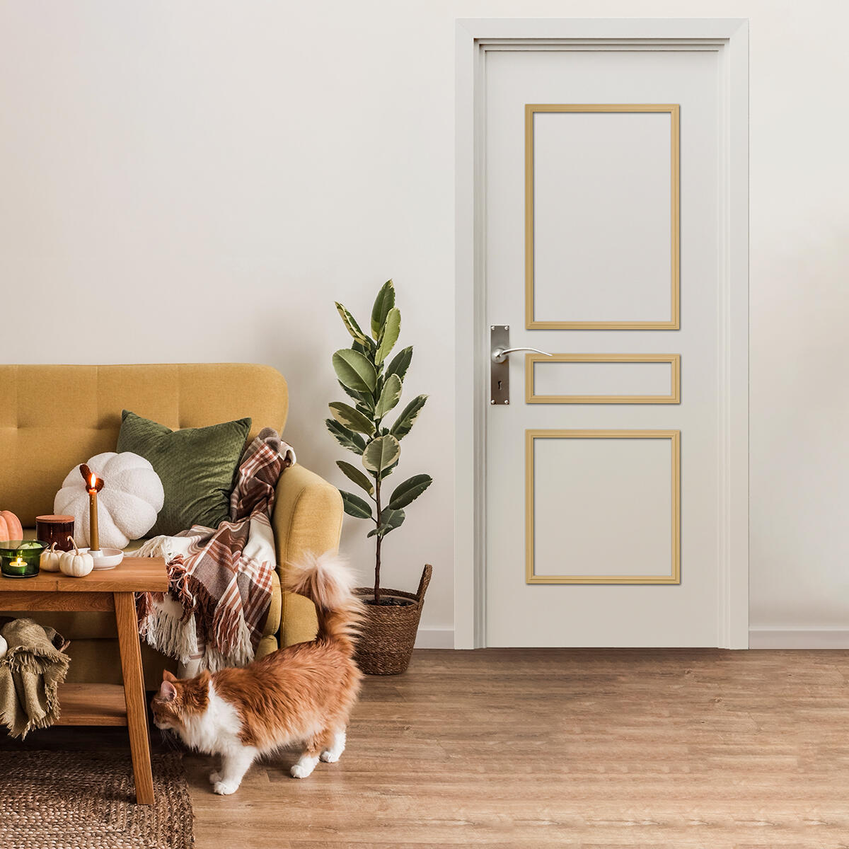 Décor de porte de 3 panneaux droits, bois Ayous - 2