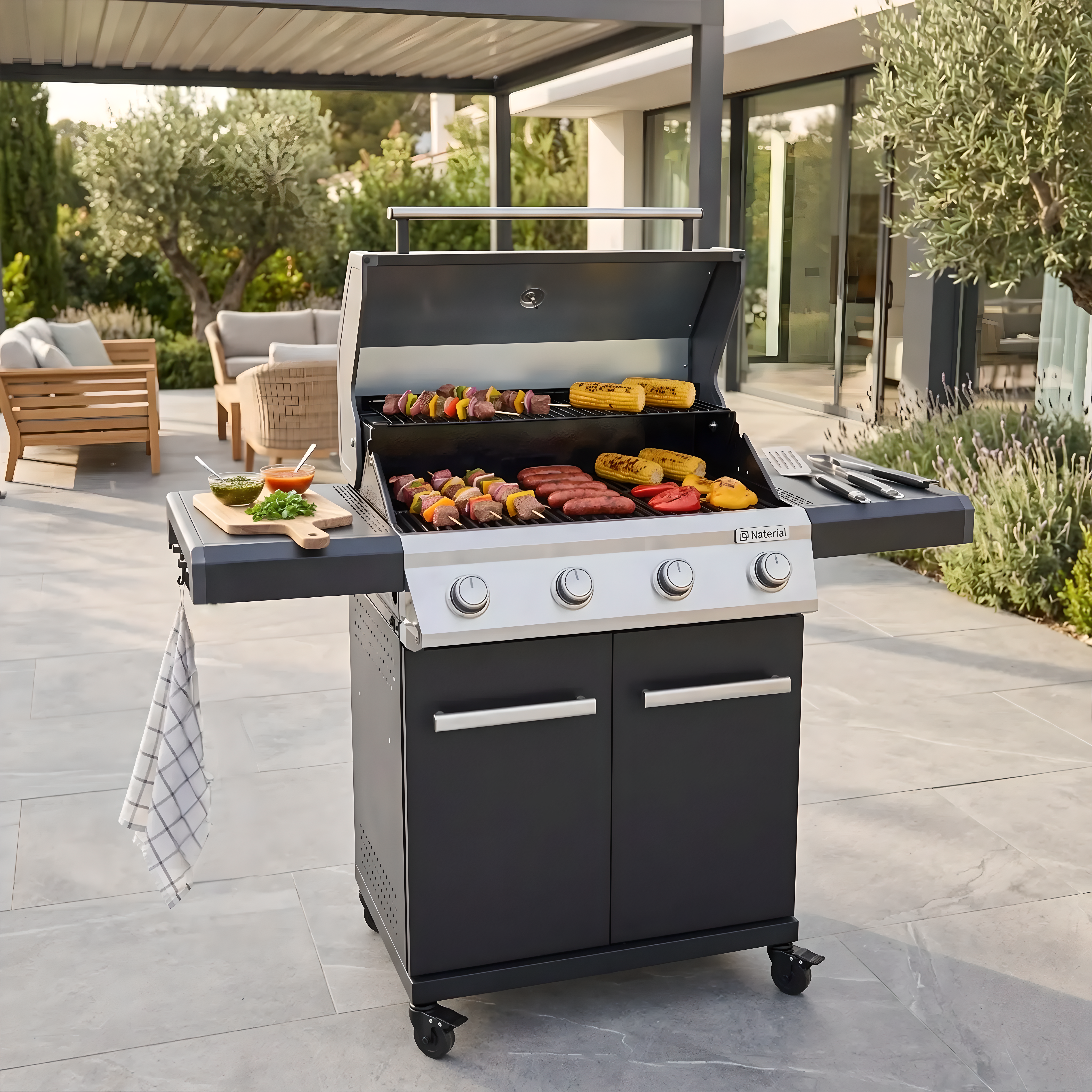 Barbacoa de gas NATERIAL Kenton II de 4 quemadores y 14 kw de potencia recomendado para más de 10 personas - 11