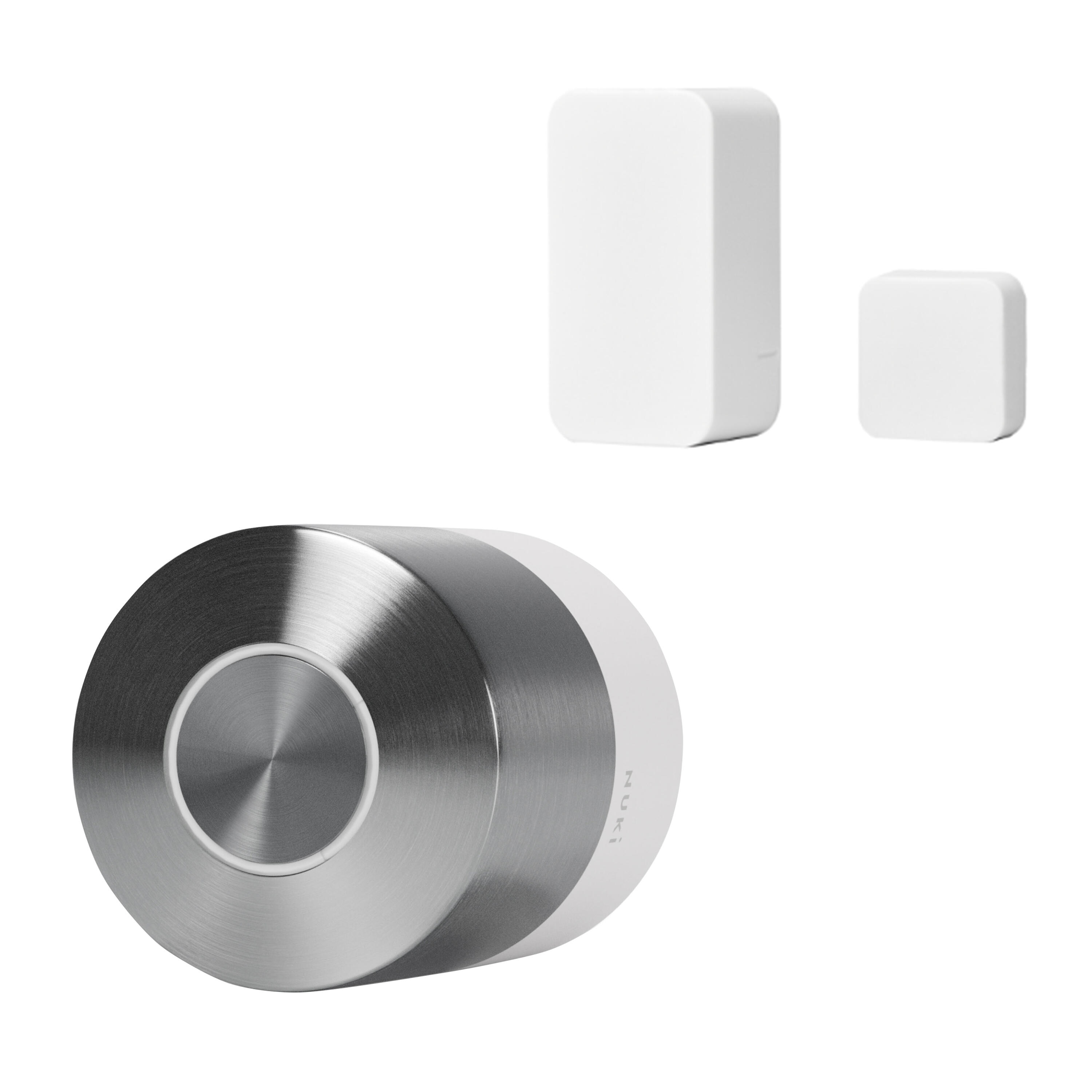 Kit cerradura inteligente nuki smart lock pro + sensor de puerta gris plata blanco