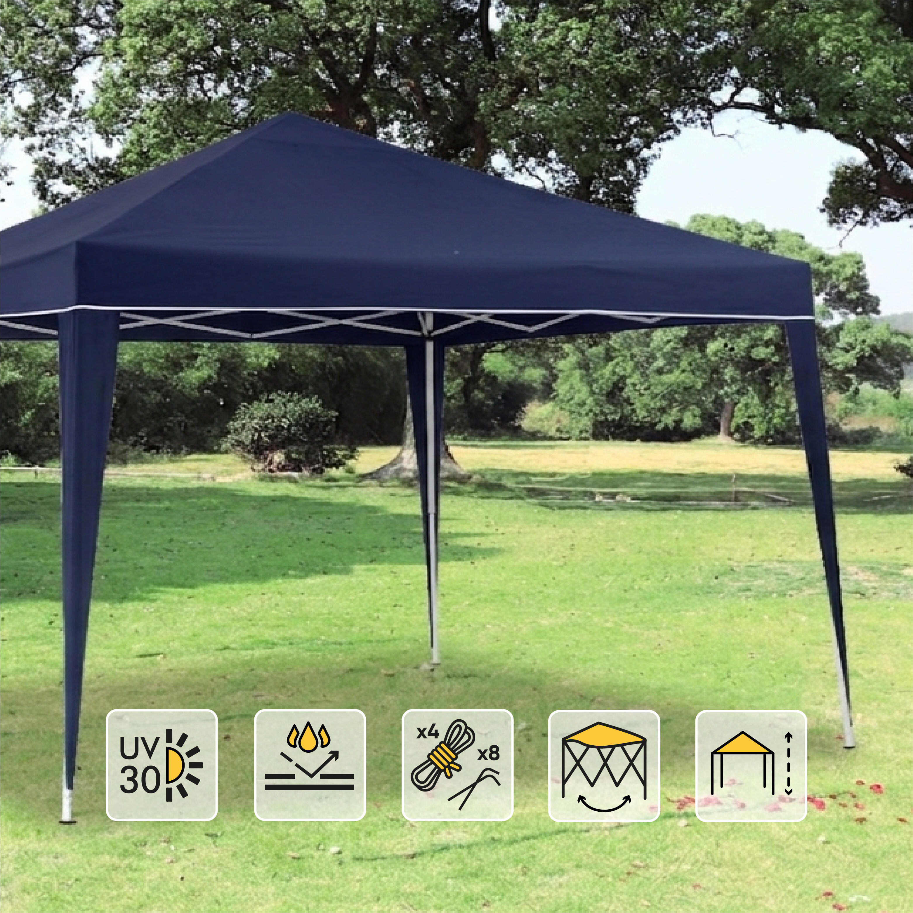 Cenador de acero con cubierta y funda de protección SUNNYCOVER DELUXE de 300 x 300 cm azul - 2