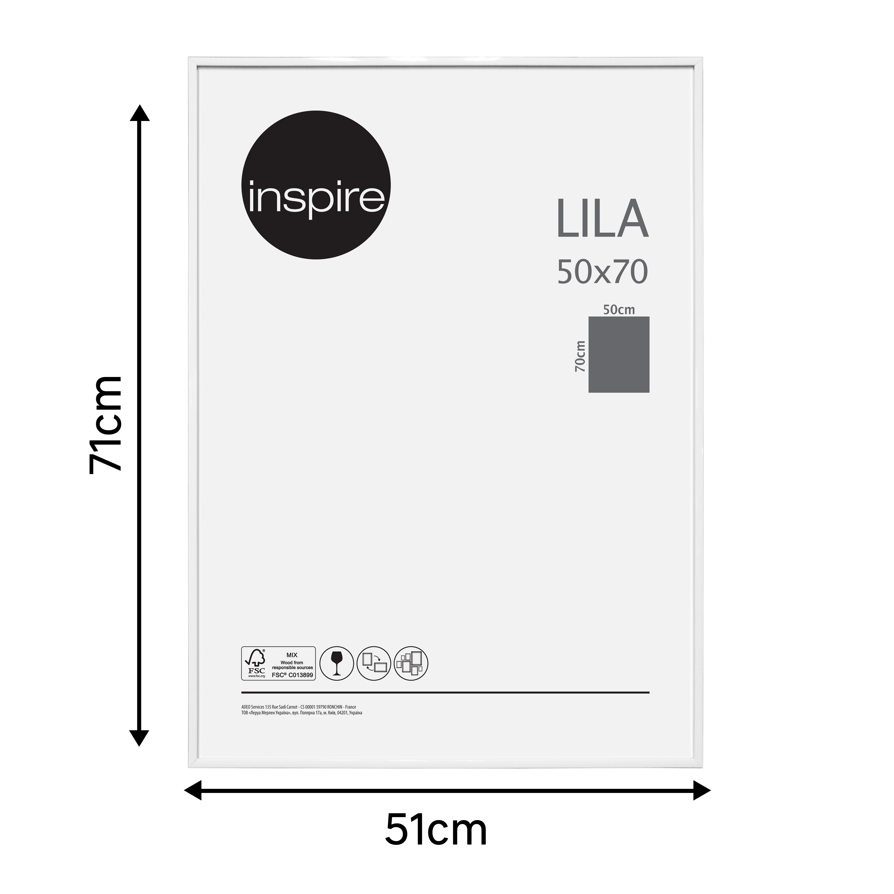 Moldura Lila 50 x 70 cm pvc branco Inspire - 8