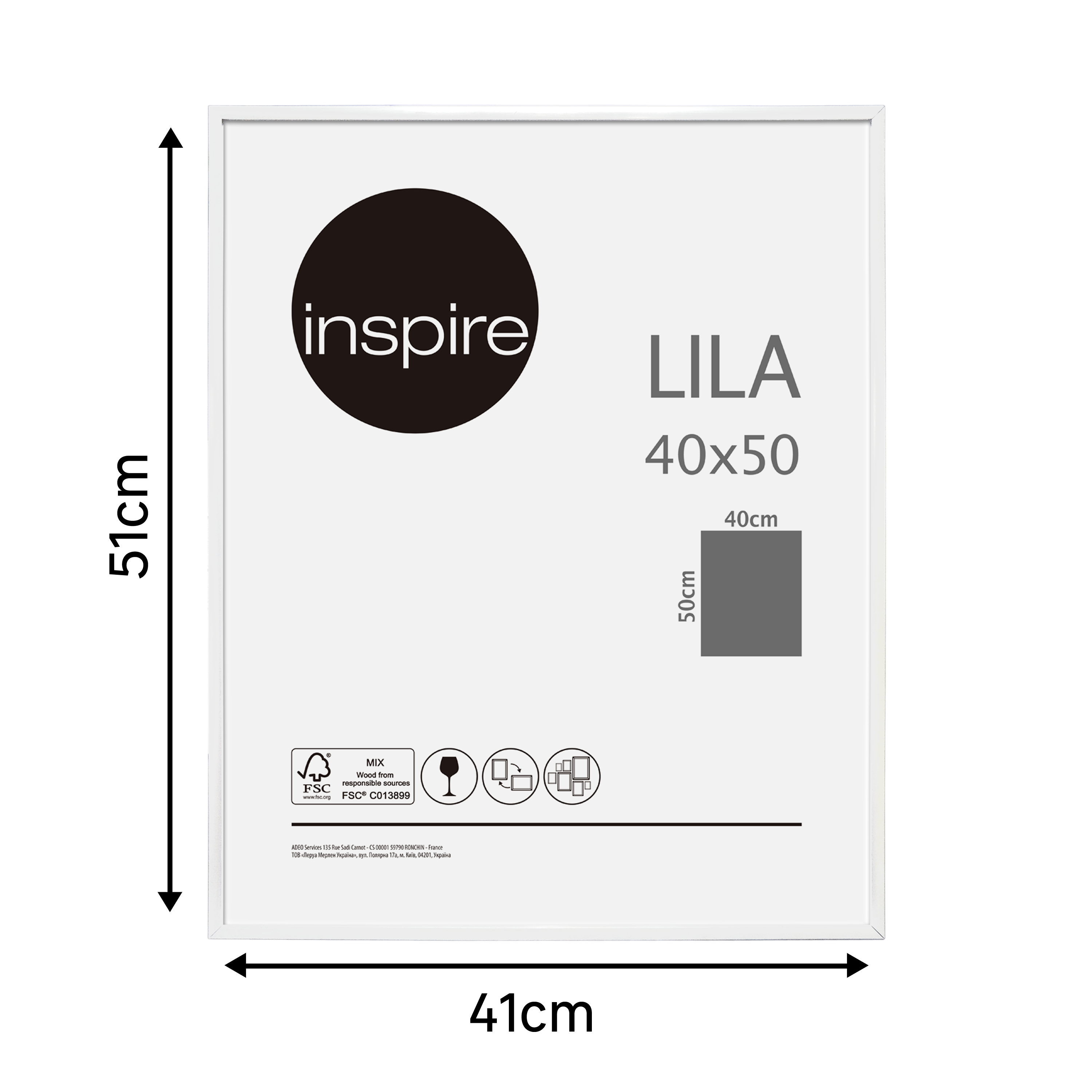 Moldura Lila 40 x 50 cm pvc branco Inspire - 8