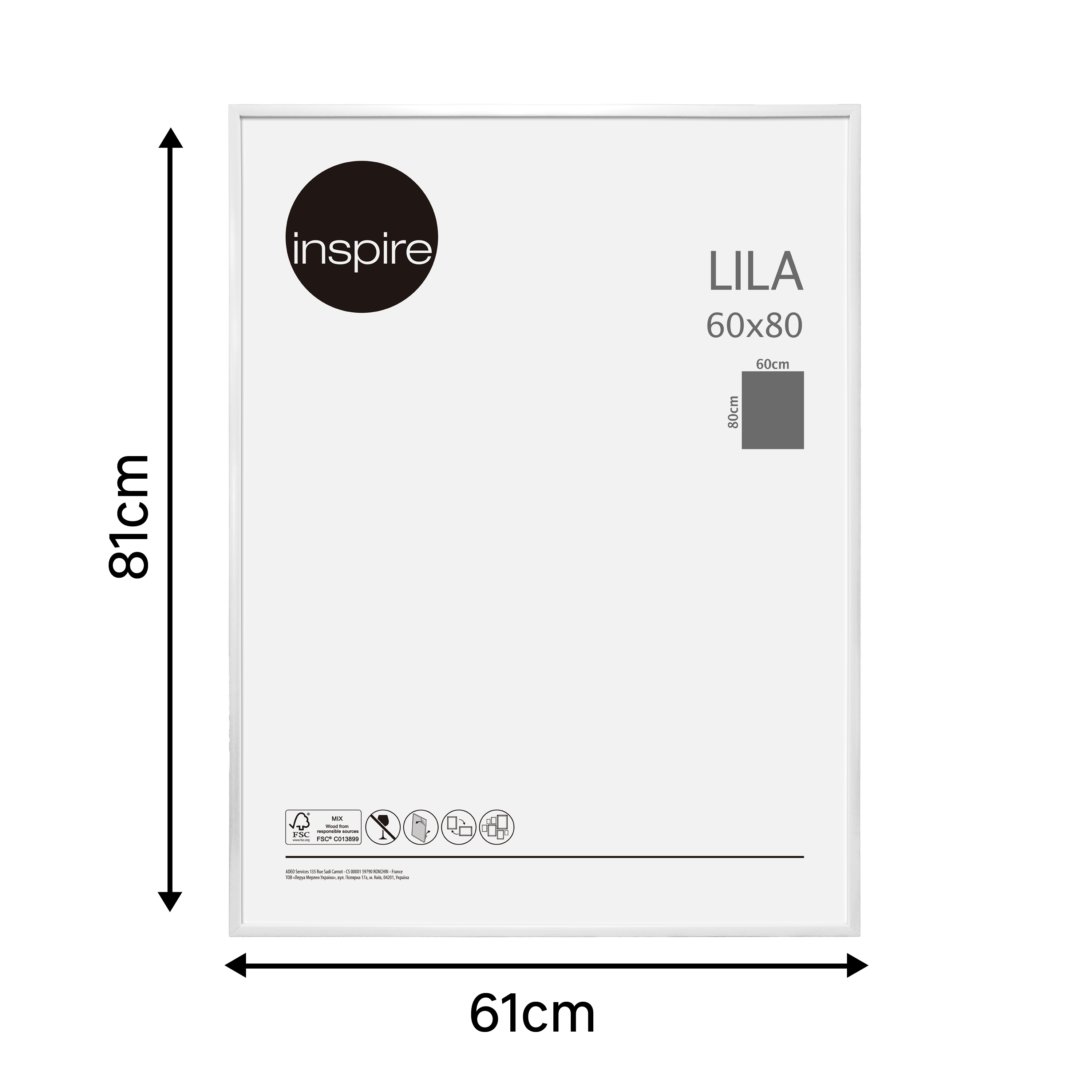 Moldura Lila 60 x 80 cm pvc branco Inspire - 9