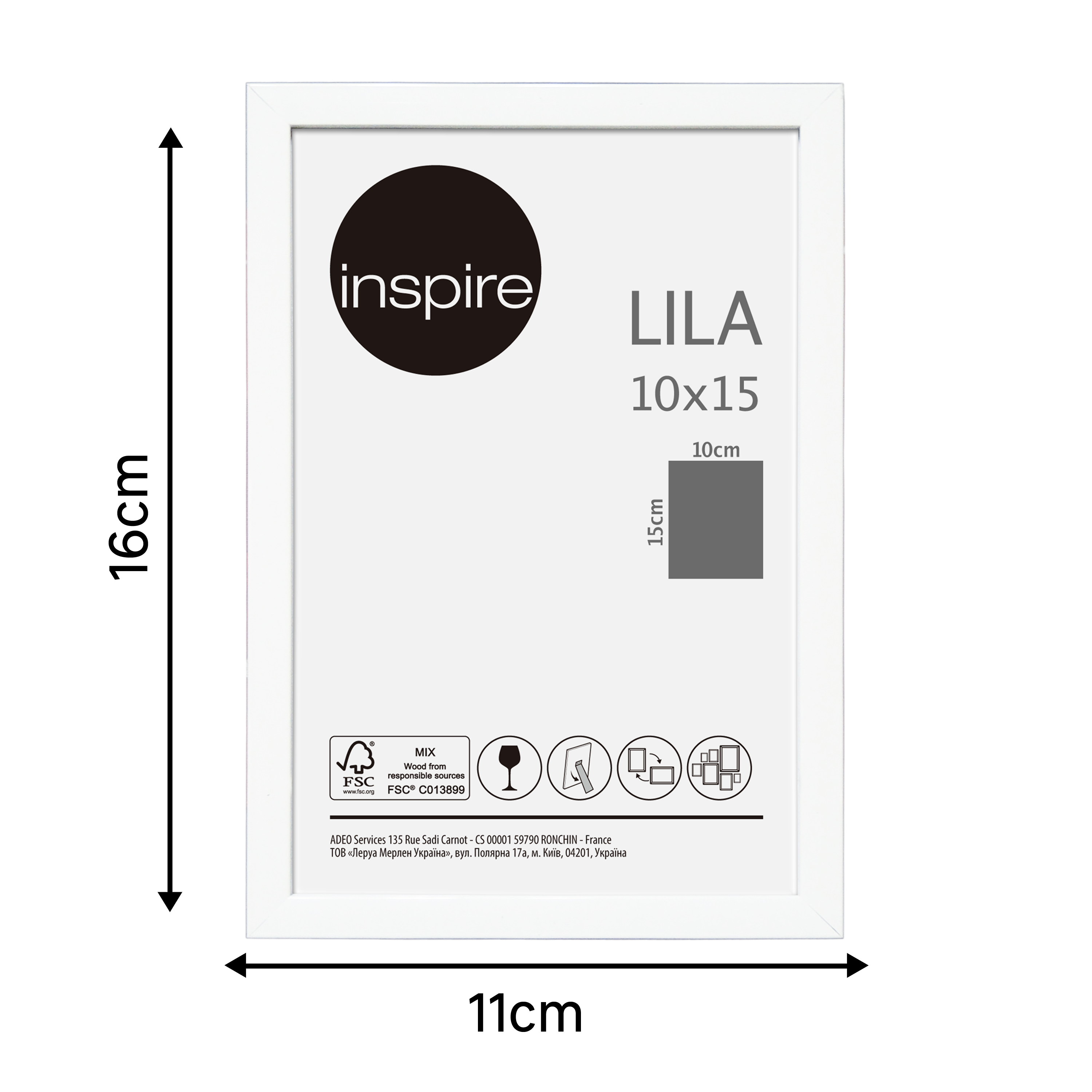Ramka na zdjęcia Lila 10 x 15 cm biała Inspire - 8
