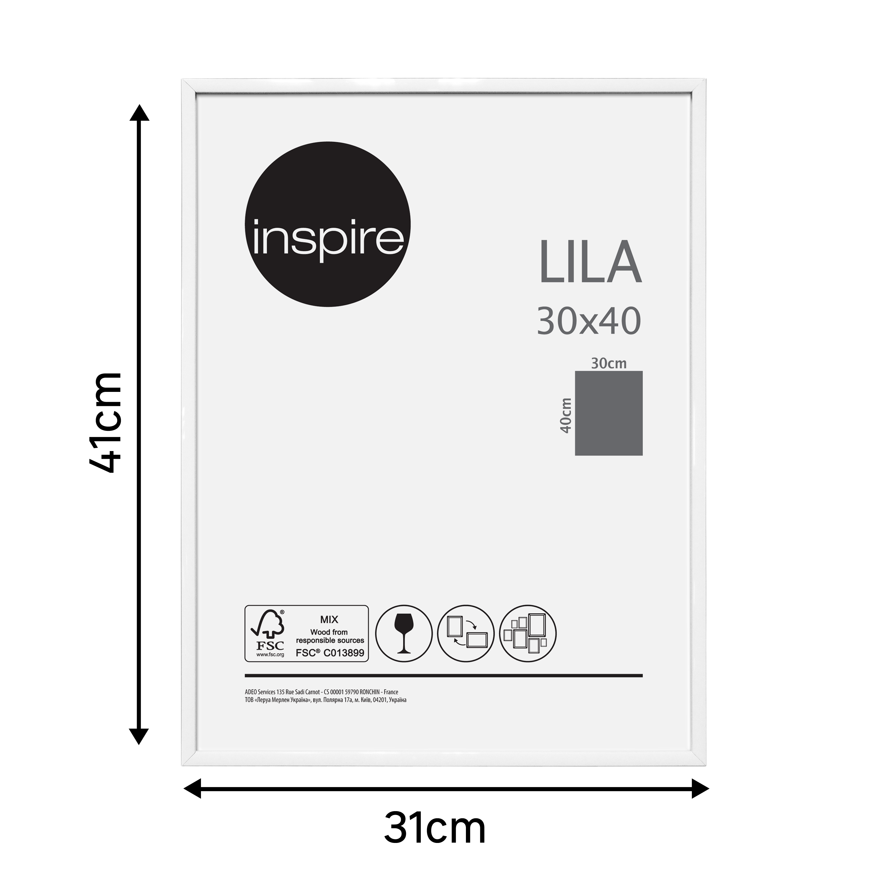Moldura Lila 30x40cm branco Inspire - 10