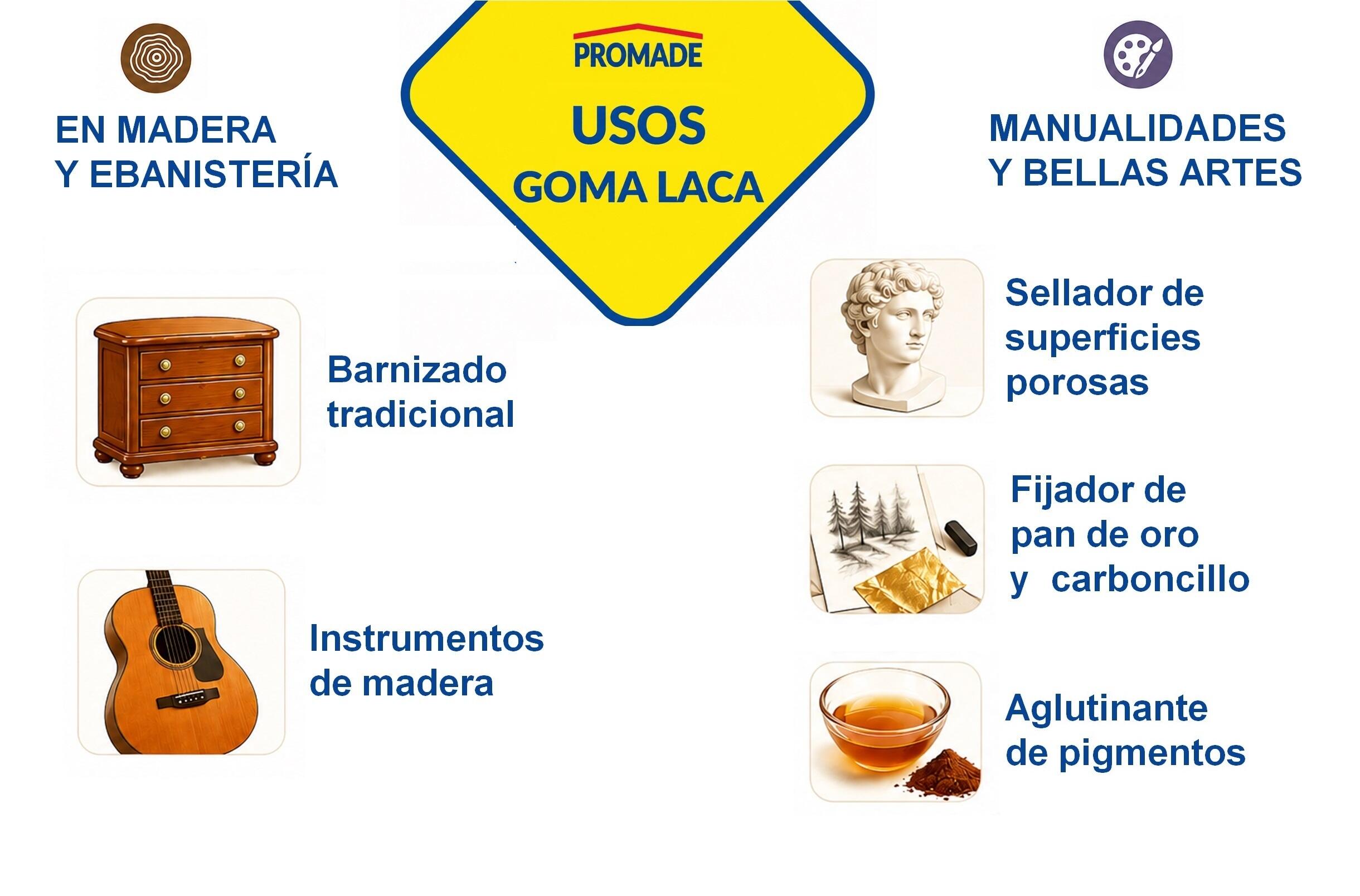 Barniz de madera interior PROMADE Goma Laca transparente, acabado brillante para mobiliario líquido de 125 ml. Base disolvente. - 5