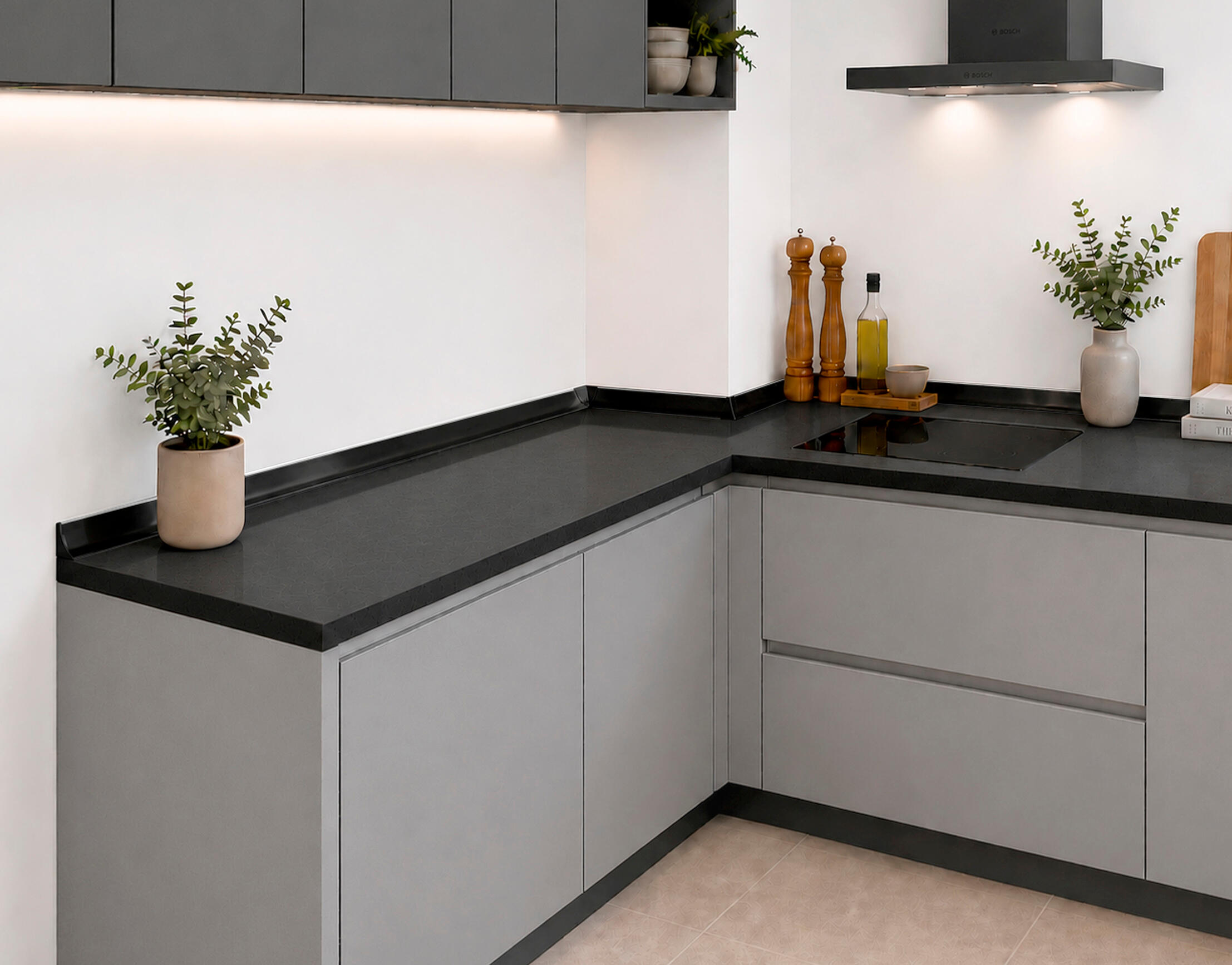 Rinconera de copete cóncavo DELINIA para cocina color negro - 2