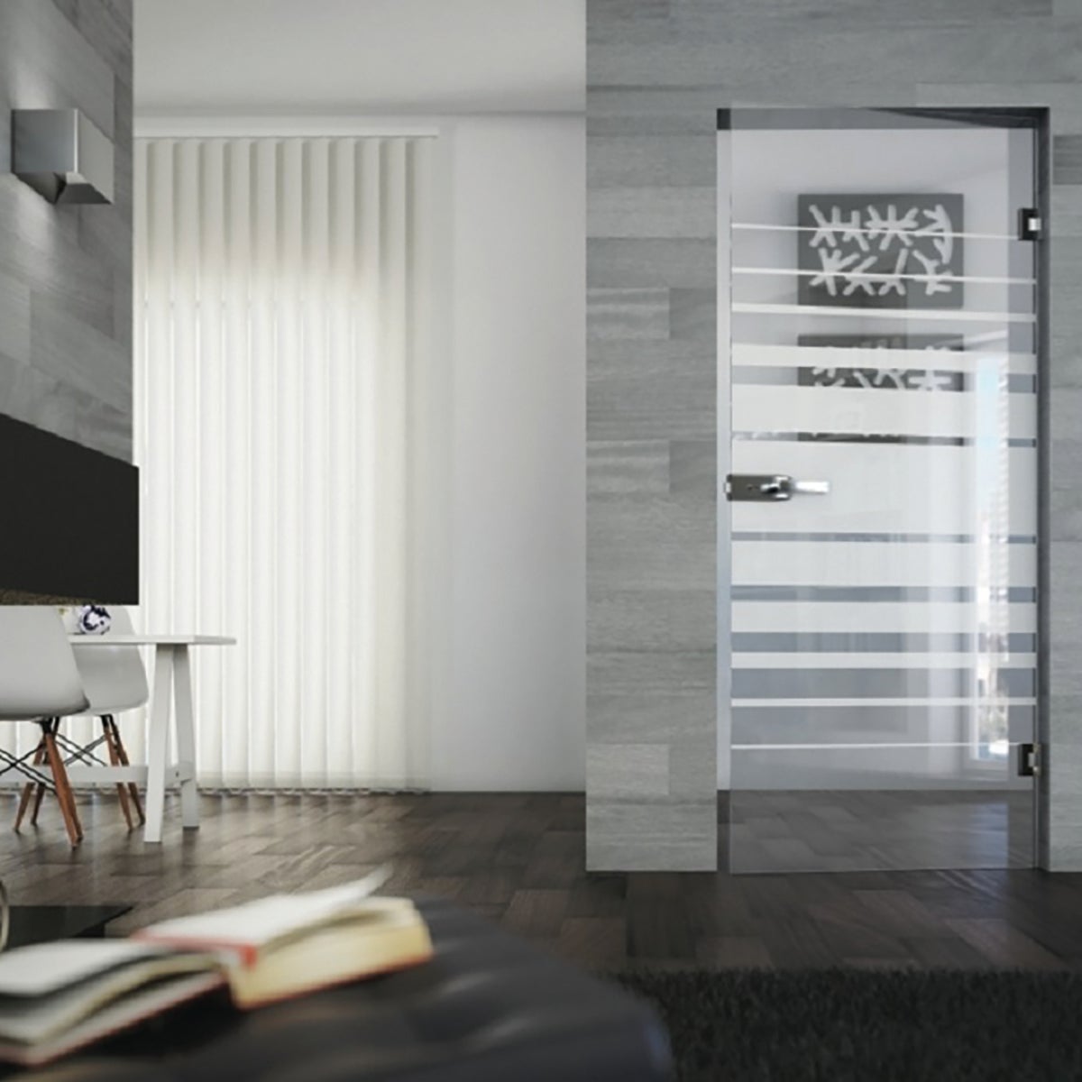Anta in cristallo a battente Bora HorizonL 80X H 210 cm, bianco - 2