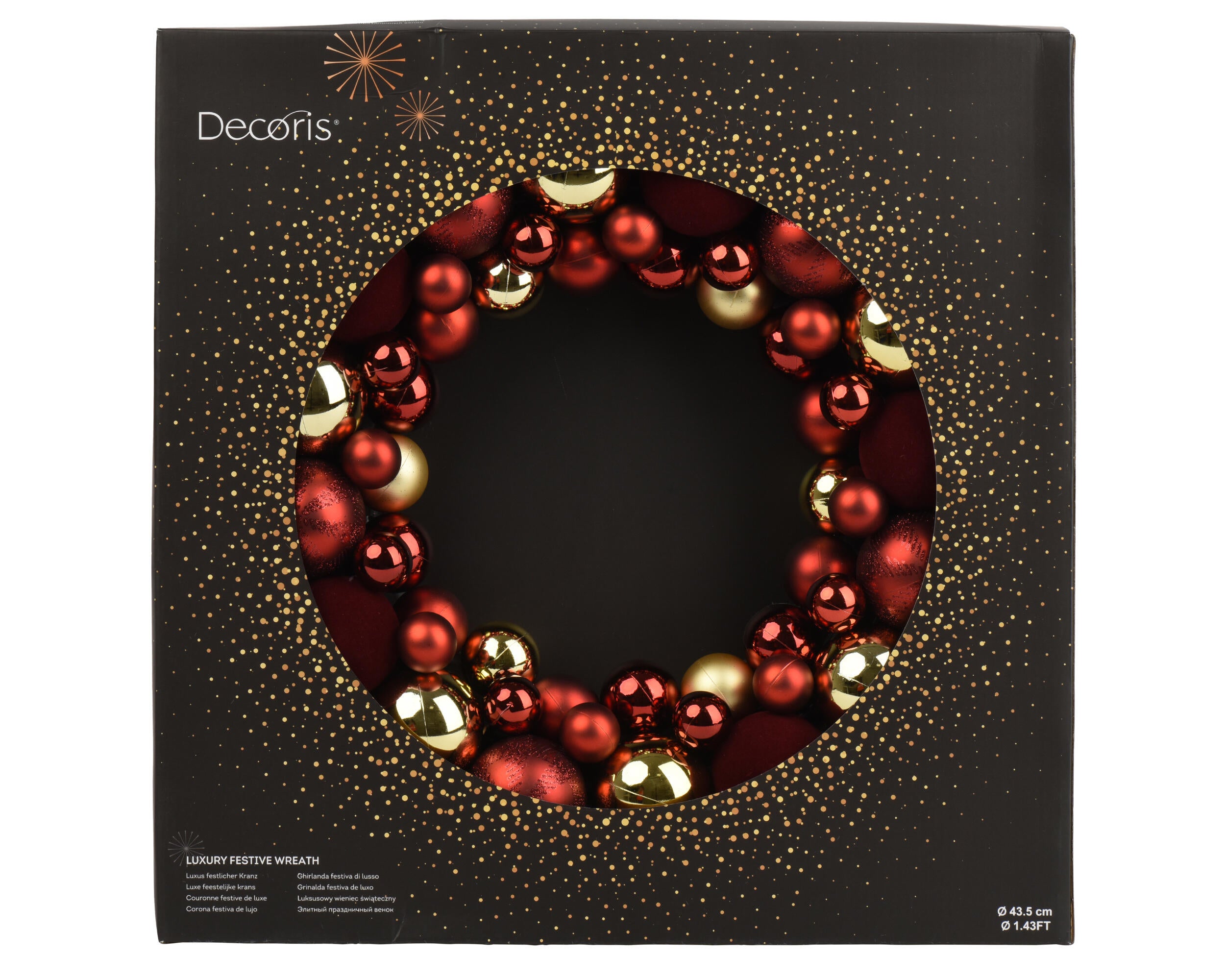 Corona di natale DECORIS dorato e rosso ø 44 cm - 2