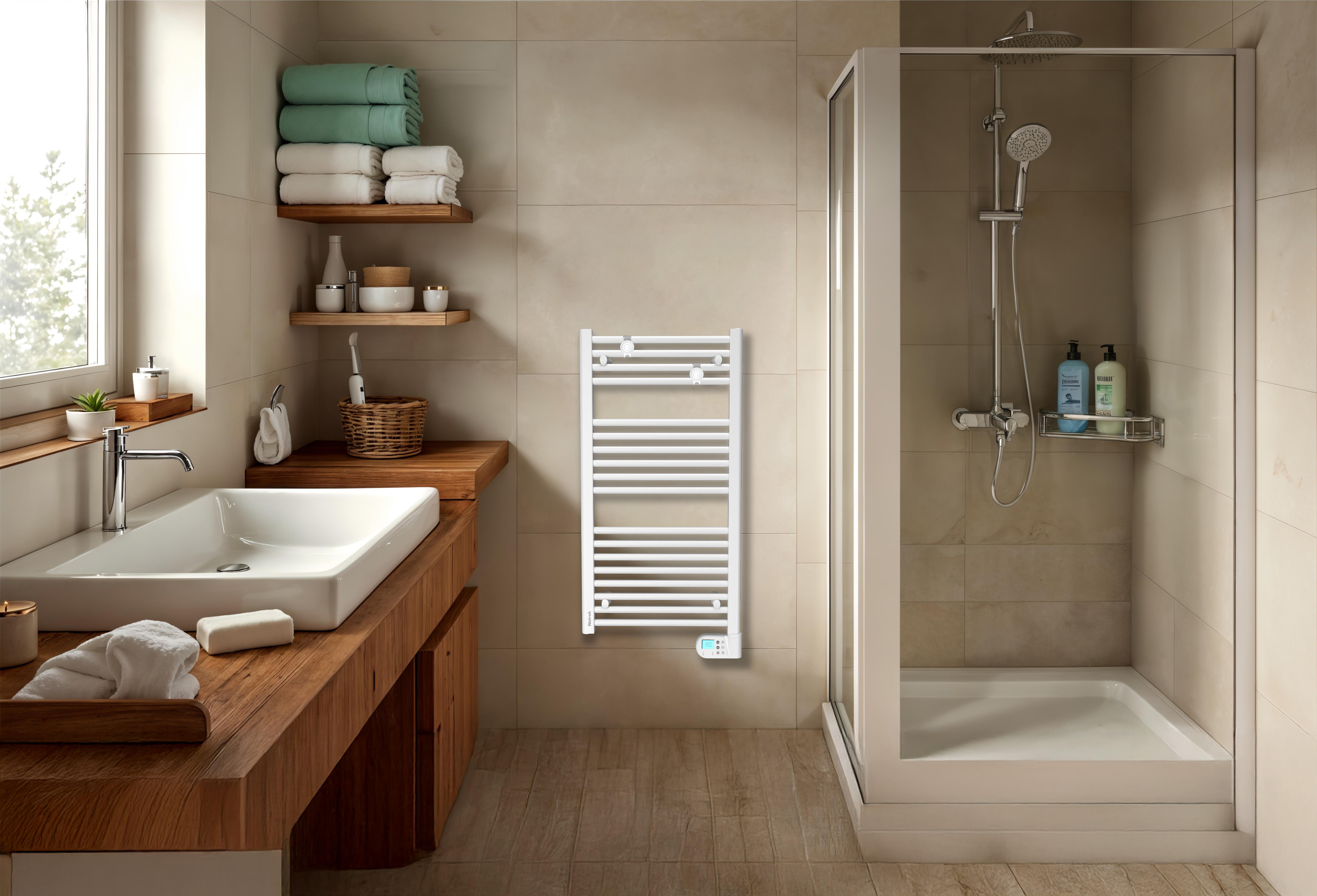 Sèche-serviette électrique à inertie fluide  blanc 500 W FLO BAIN II - NOIROT - 2
