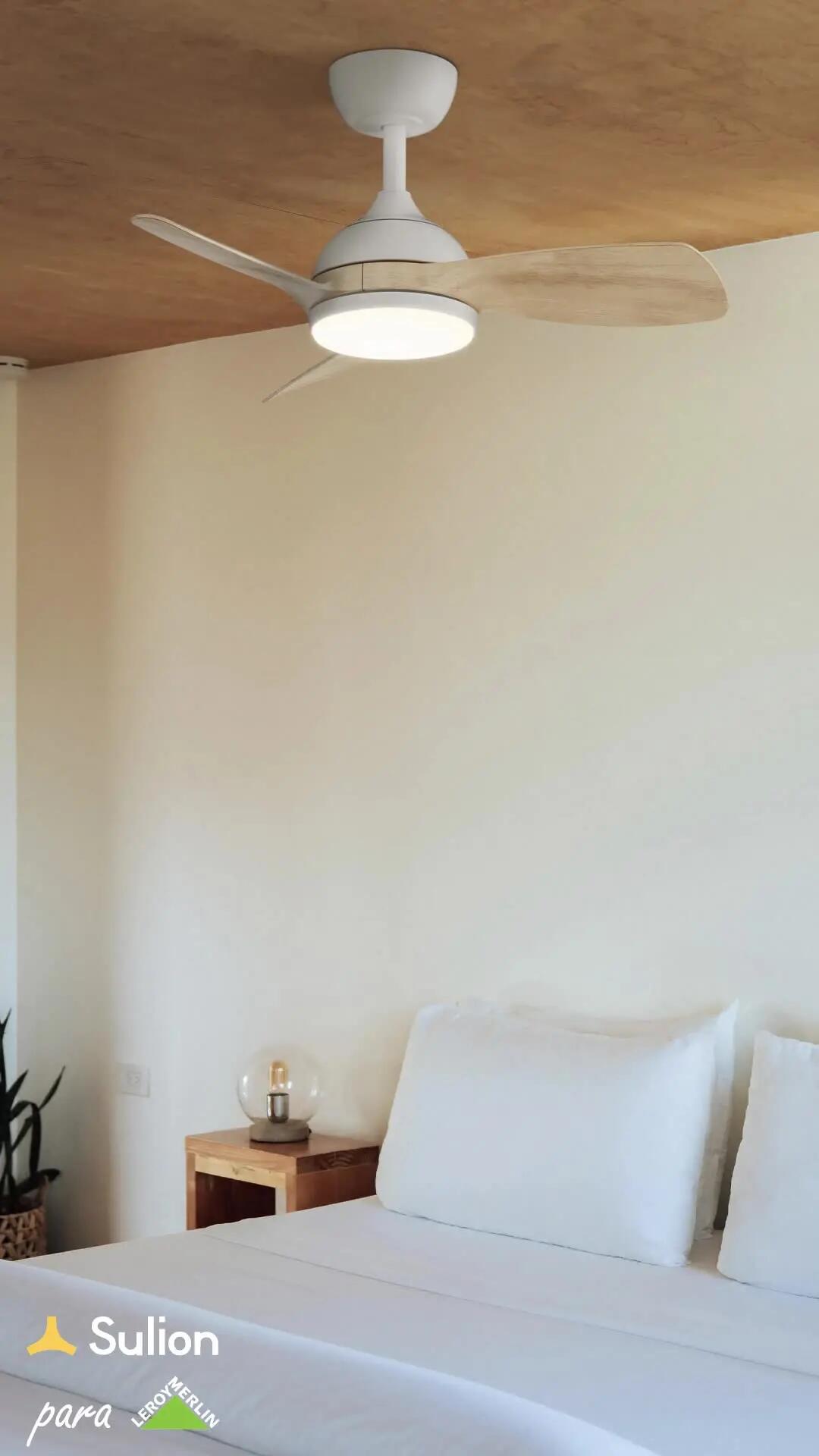 Ventoinha de teto 3 pás com fonte de luz motor 3400lm DC SULION d110 cm branco - 3
