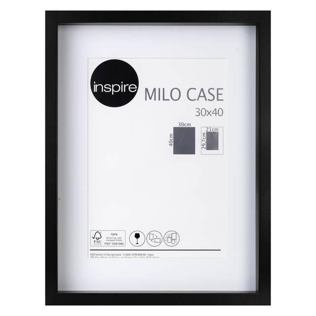 Cadre Milo, 30 x 40 cm noir, INSPIRE