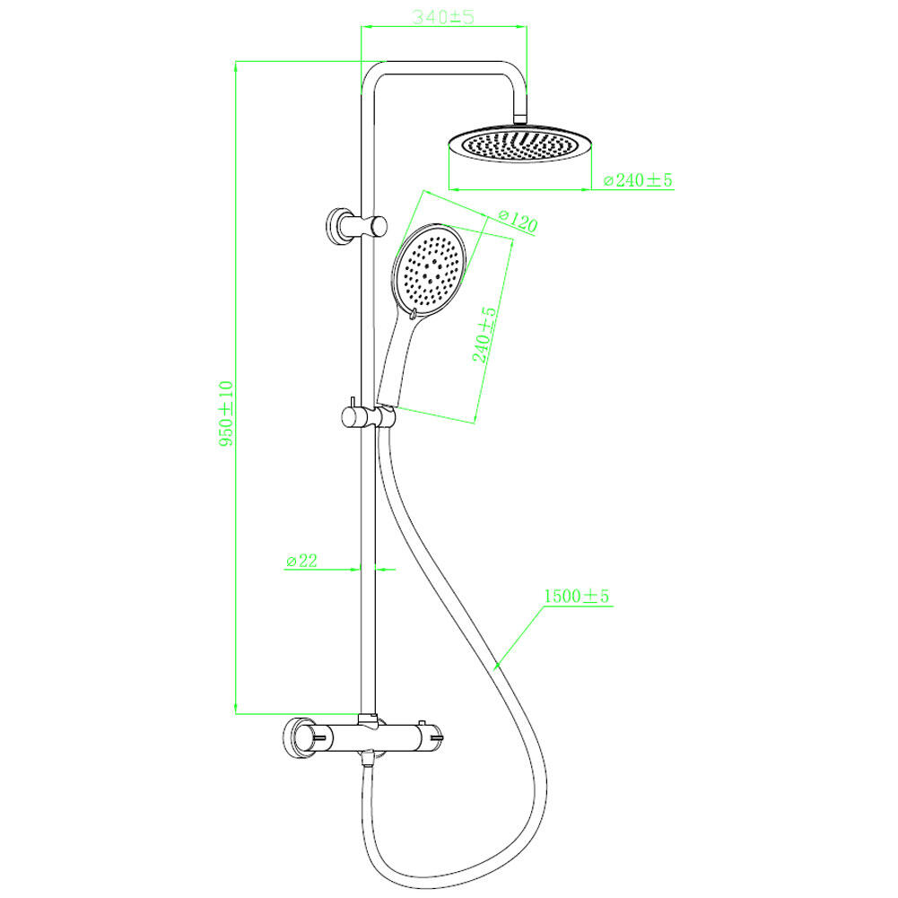 Colonne de douche thermostatique - Noir - Essegoia - 3